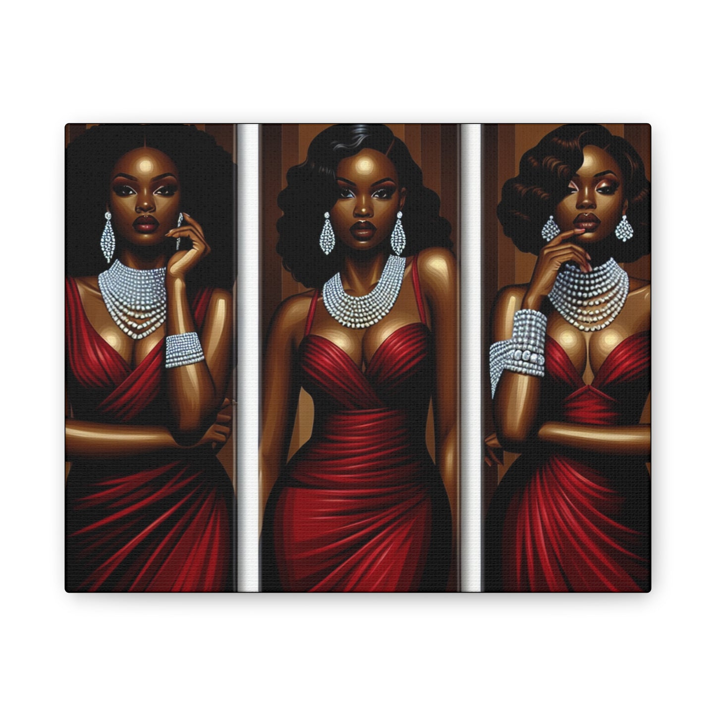 Elegant Afrocentric Canvas Art, Vibrant Wall Decor, Home Decoration, Black Girl Art, Gift for Her, Modern Artwork