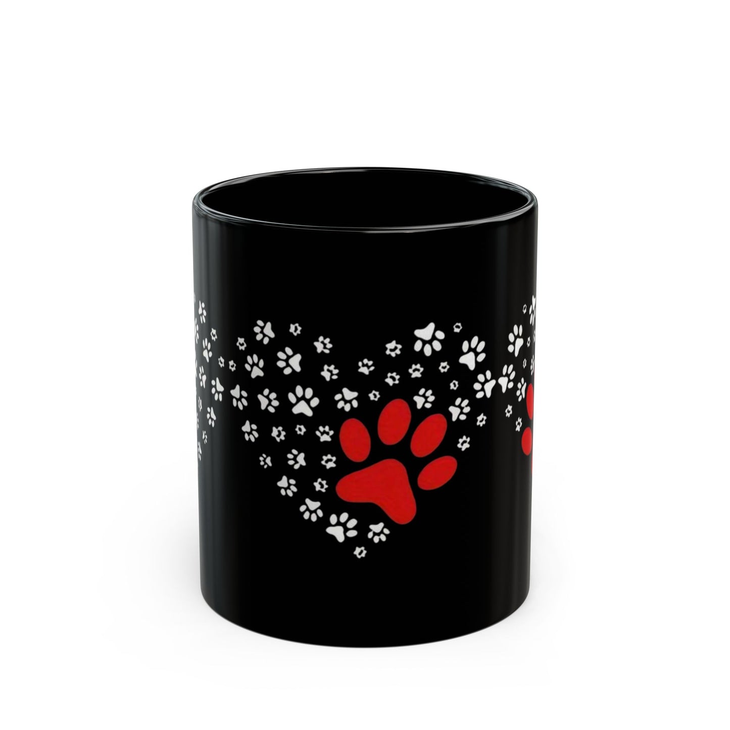 Paw Print Heart Mug, Pet Lover Gift, Dog Cat Mug, Animal Lovers Coffee Cup, Cute Heart Paw Design