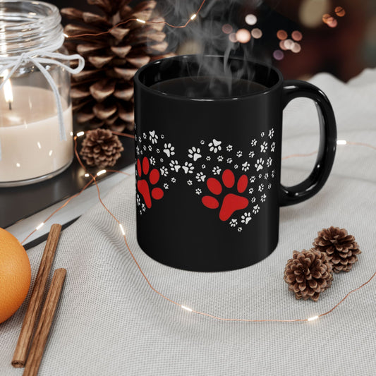Paw Print Heart Mug, Pet Lover Gift, Dog Cat Mug, Animal Lovers Coffee Cup, Cute Heart Paw Design