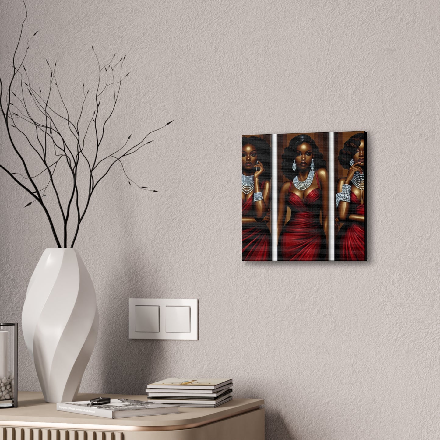 Elegant Afrocentric Canvas Art, Vibrant Wall Decor, Home Decoration, Black Girl Art, Gift for Her, Modern Artwork