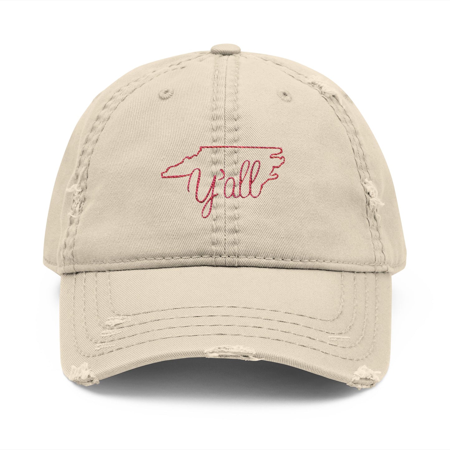 North Carolina Y'all Distressed Dad Hat (Embroidery)
