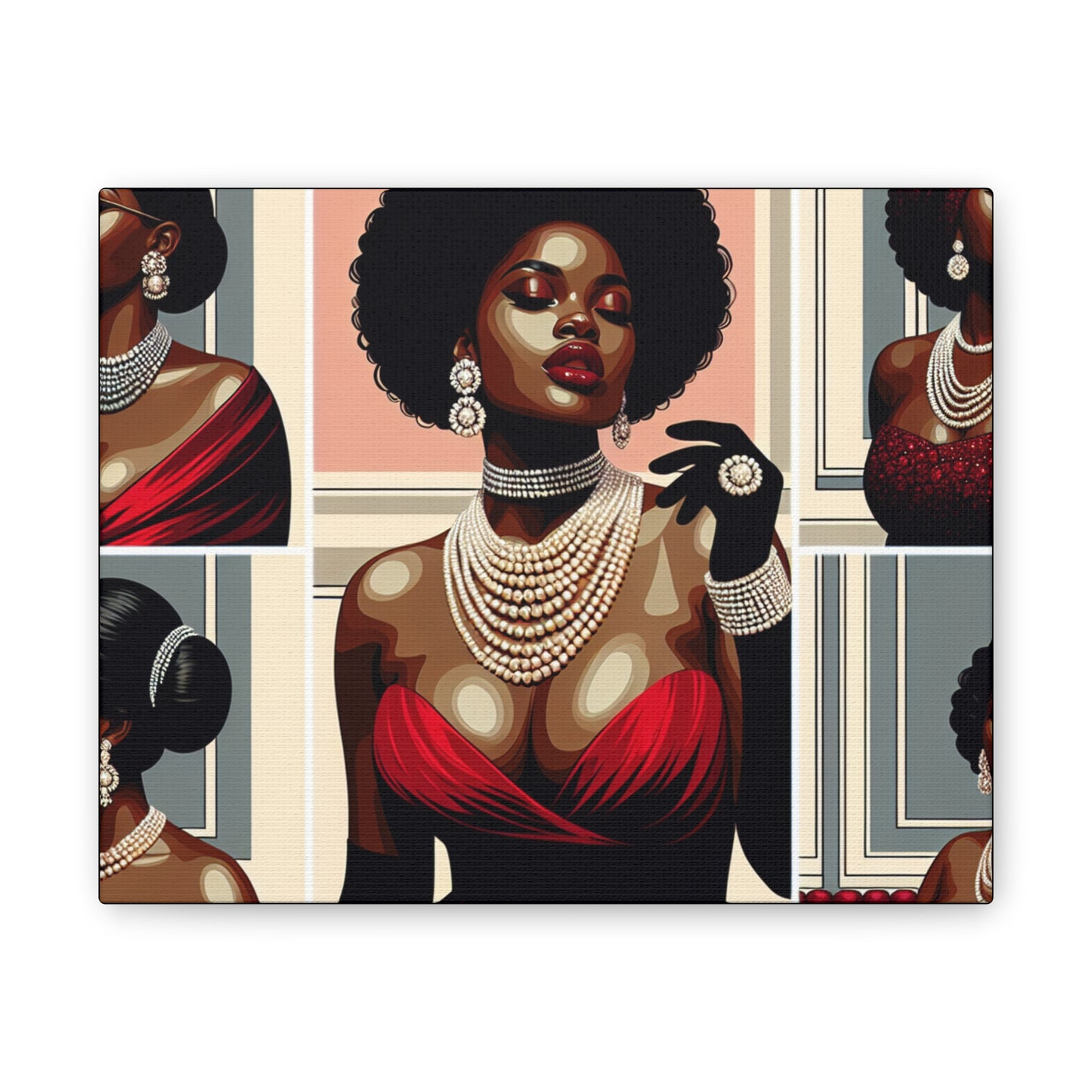 Elegant Afrocentric Canvas Art, Vibrant Wall Decor, Home Decoration, Black Girl Art, Gift for Her, Modern Artwork