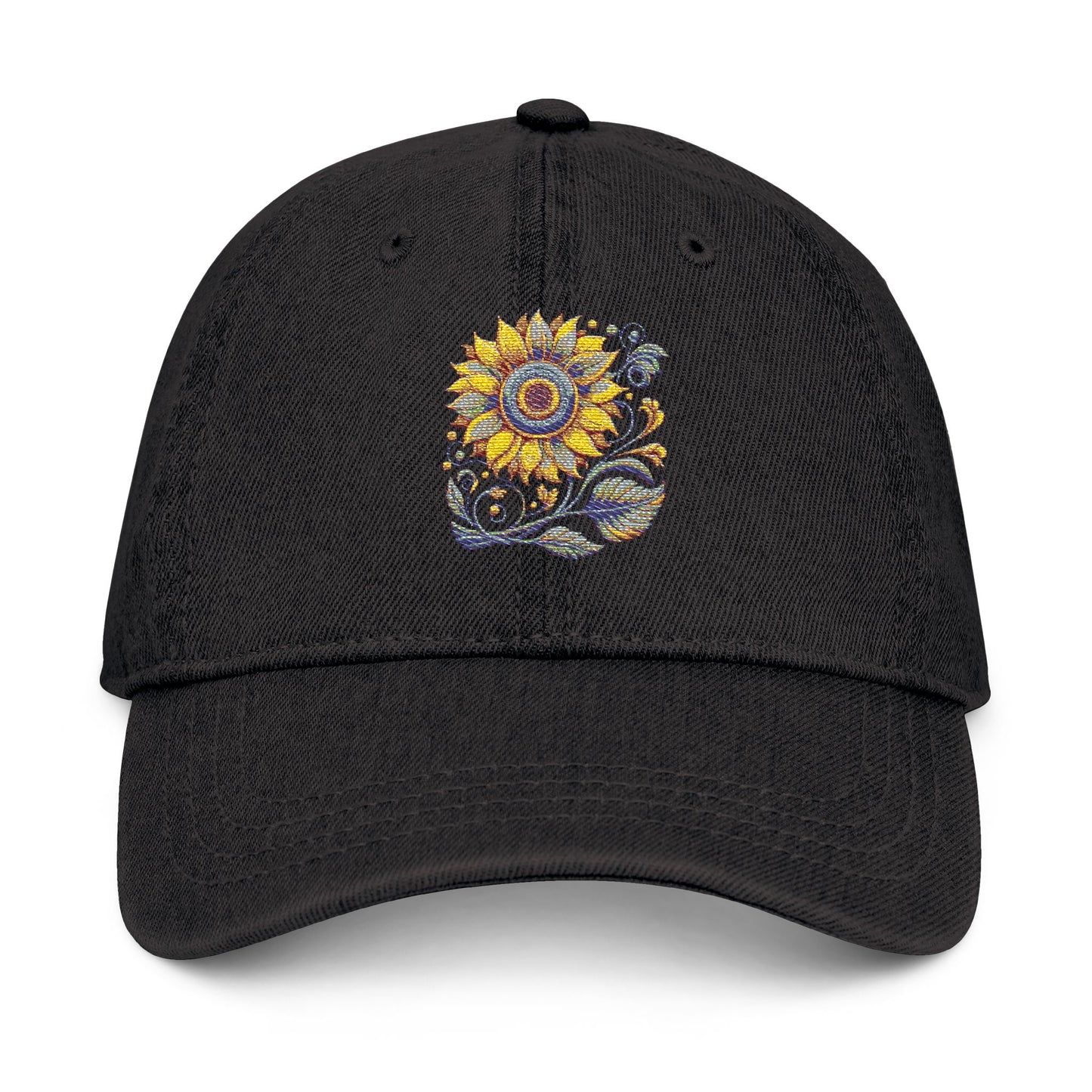 Sunflower Embroidered Denim Hat - Stylish Summer Accessory, Perfect Gift for Nature Lovers, Casual Wear, Outdoor Events, Festivals