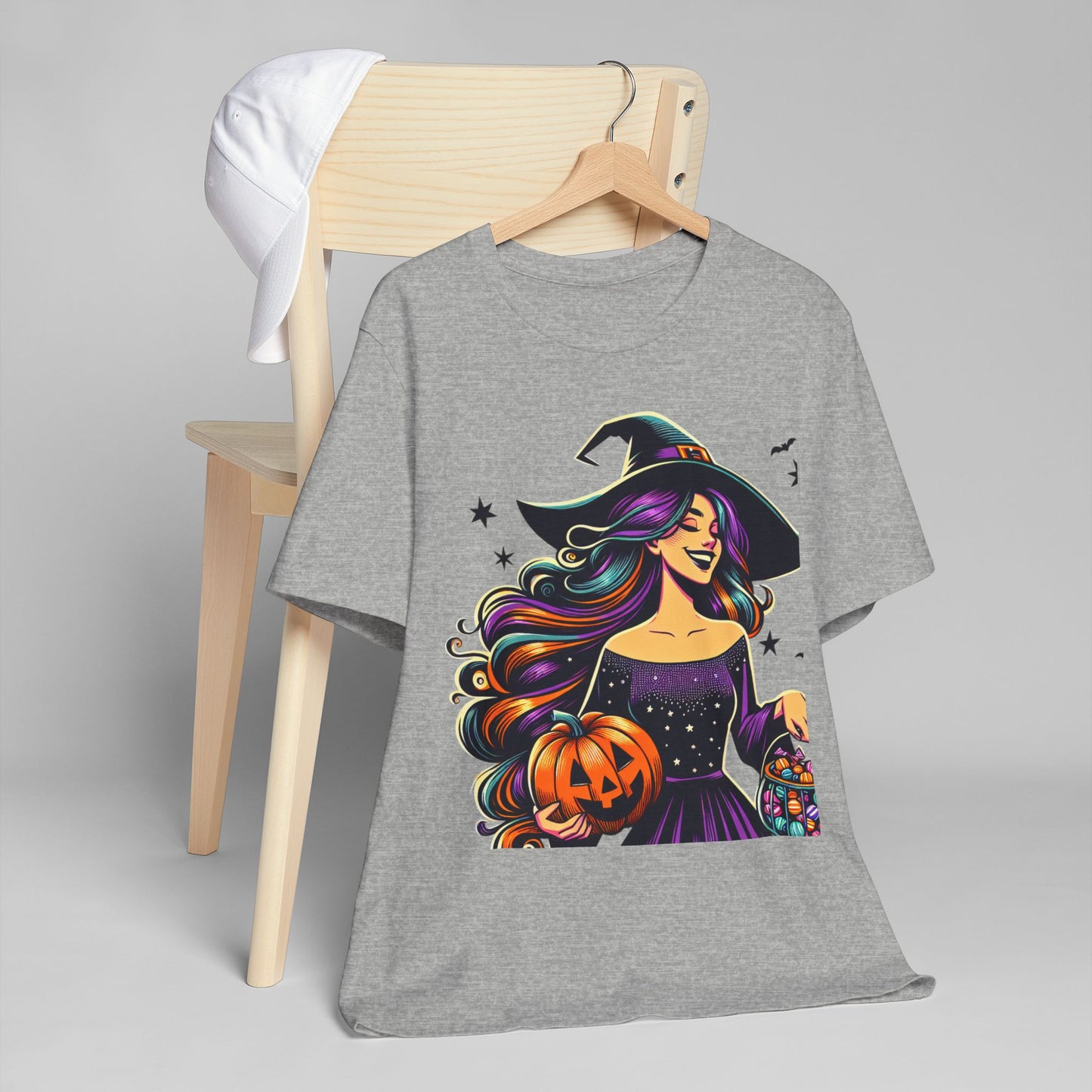 Halloween Witch Unisex T-Shirt, Spooky Graphic Tee, Fall Fashion, Halloween Costume, Witchy Apparel, Cute Pumpkin Design