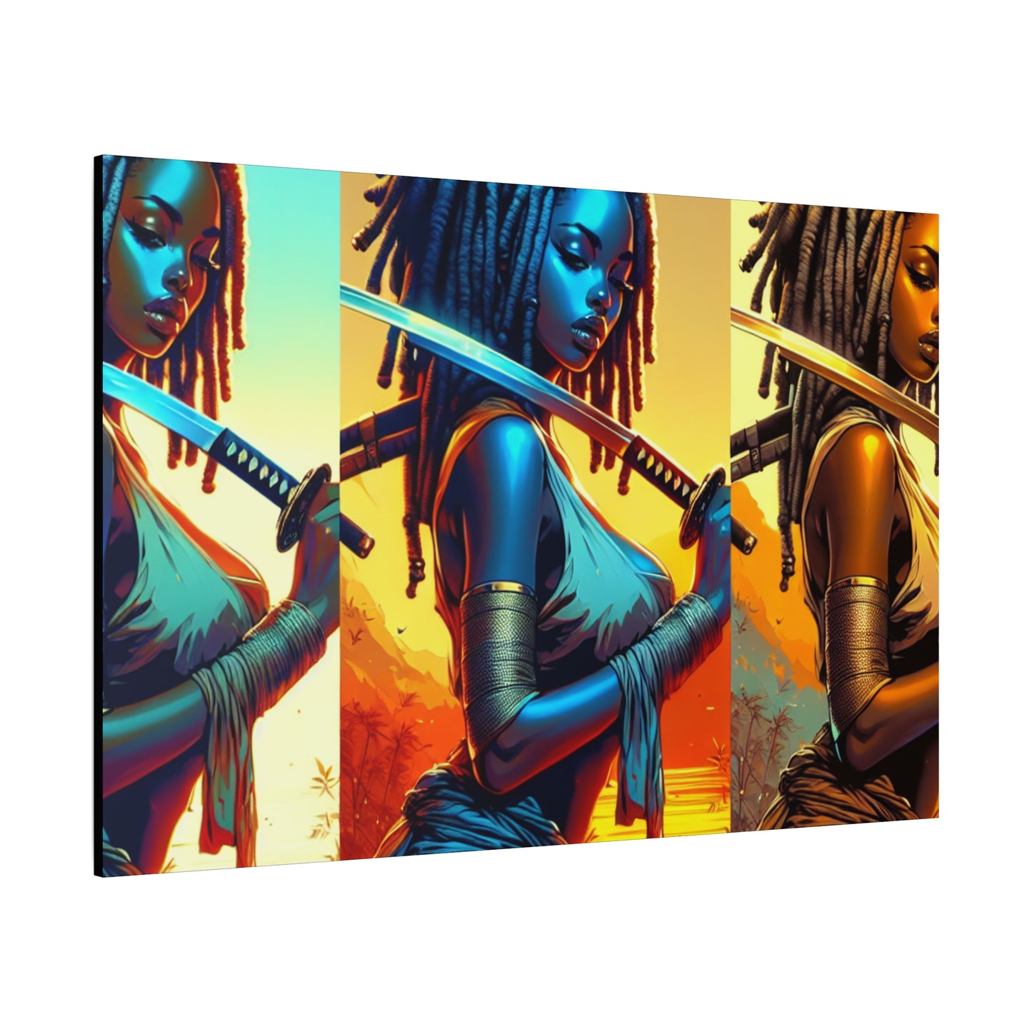 Vibrant Art Canvas Print, Warrior Woman Wall Decor, Home Decoration, Unique Gift, Bohemian Style, Bold Artwork anime