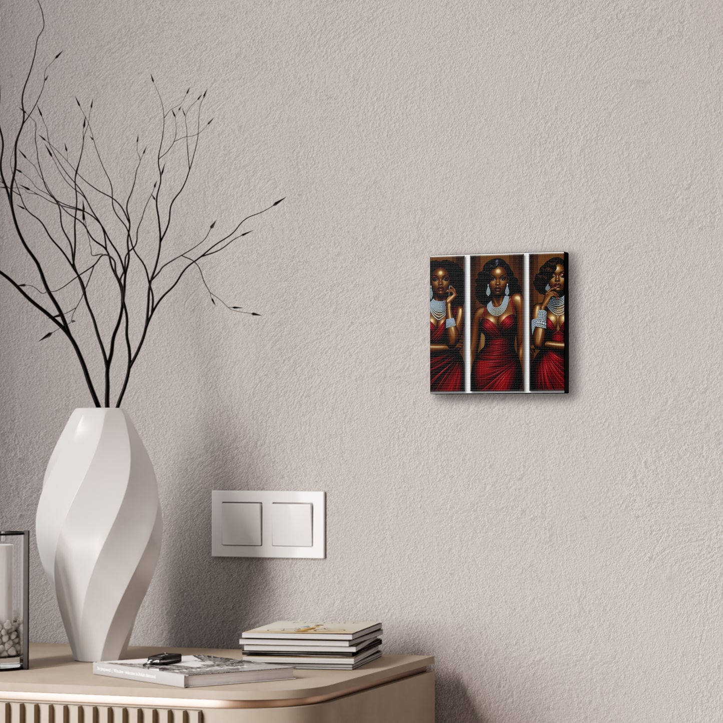 Elegant Afrocentric Canvas Art, Vibrant Wall Decor, Home Decoration, Black Girl Art, Gift for Her, Modern Artwork