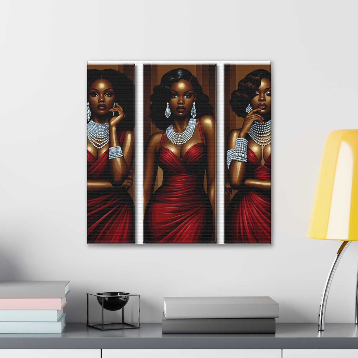 Elegant Afrocentric Canvas Art, Vibrant Wall Decor, Home Decoration, Black Girl Art, Gift for Her, Modern Artwork