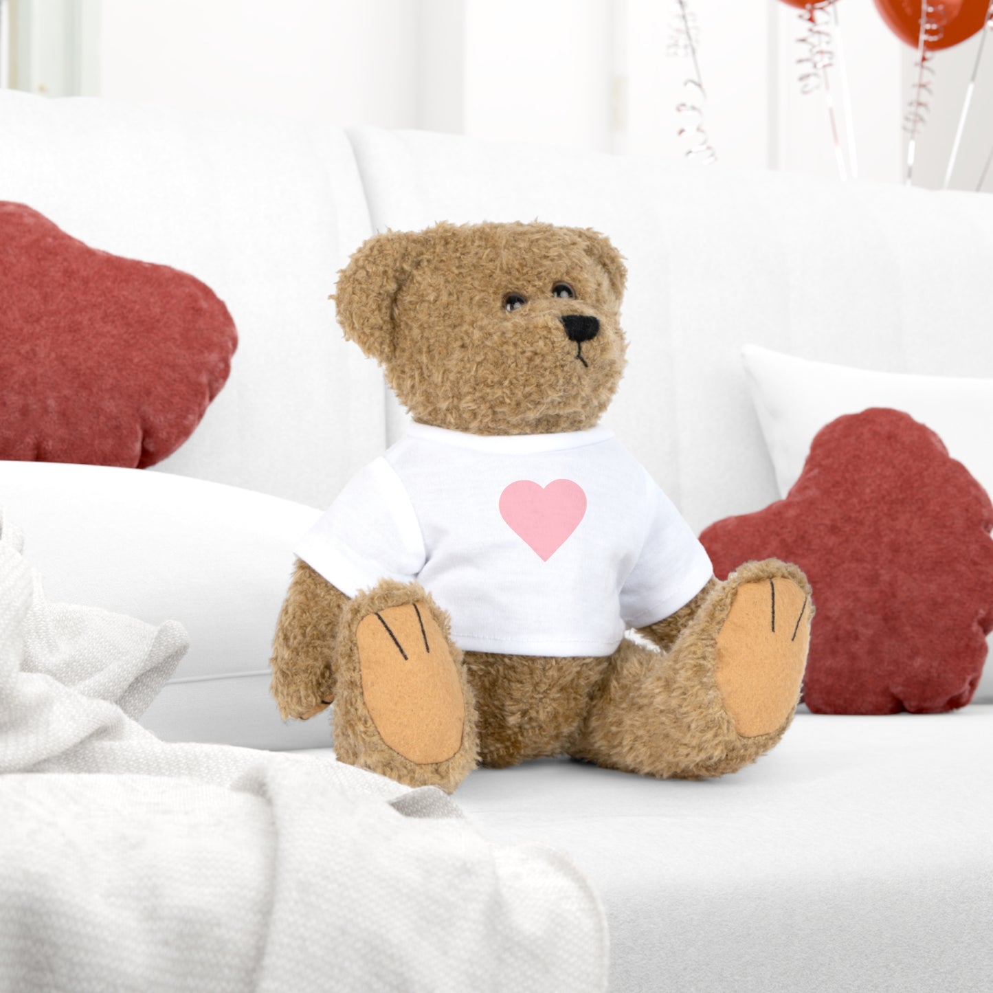 Adorable Heart-Purple Plush Toy with Custom T-Shirt, Cute Gift for Kids, Baby Shower, Birthday, Valentine's Day, Nursery Décor