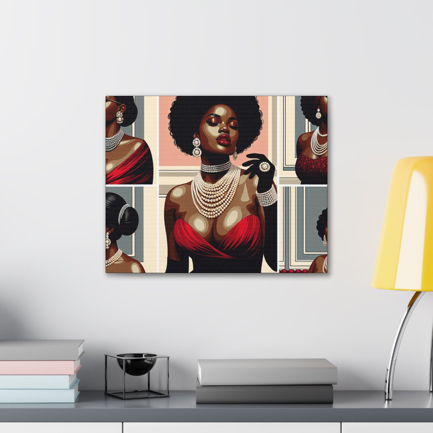 Elegant Afrocentric Canvas Art, Vibrant Wall Decor, Home Decoration, Black Girl Art, Gift for Her, Modern Artwork