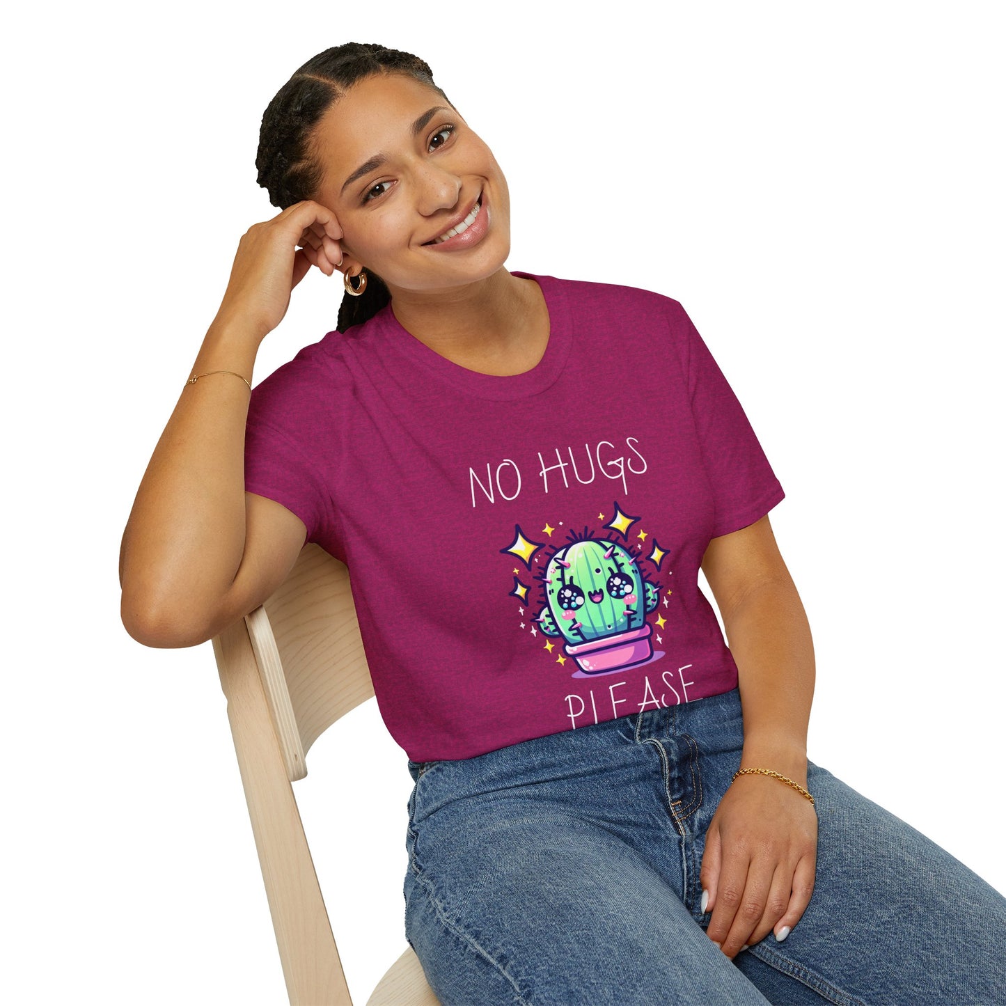 Cactus Graphic Tee - No Hugs Please, Funny Shirt, Plant Lover Gift, Quirky Apparel, Casual Wear, Humor T-Shirt
