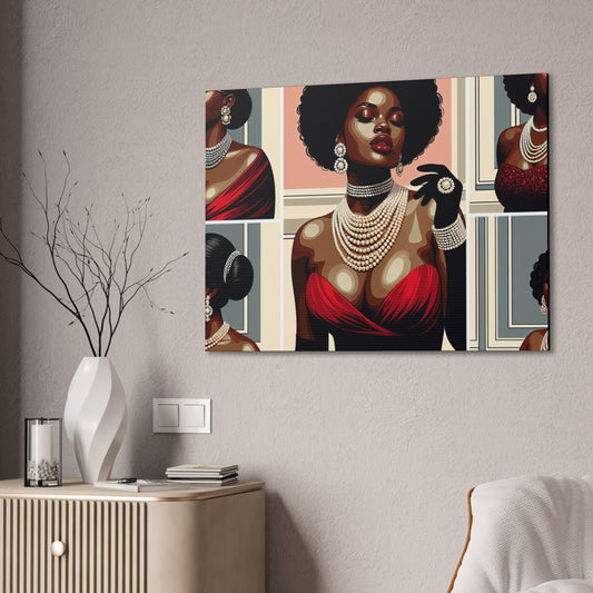 Elegant Afrocentric Canvas Art, Vibrant Wall Decor, Home Decoration, Black Girl Art, Gift for Her, Modern Artwork