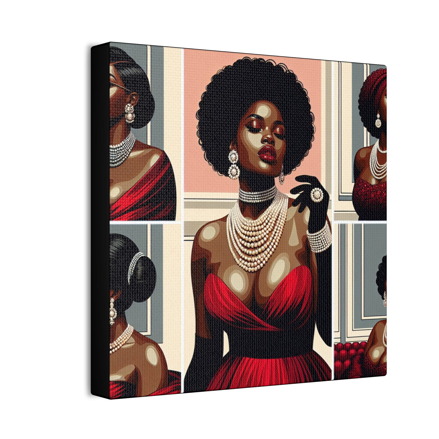 Elegant Afrocentric Canvas Art, Vibrant Wall Decor, Home Decoration, Black Girl Art, Gift for Her, Modern Artwork