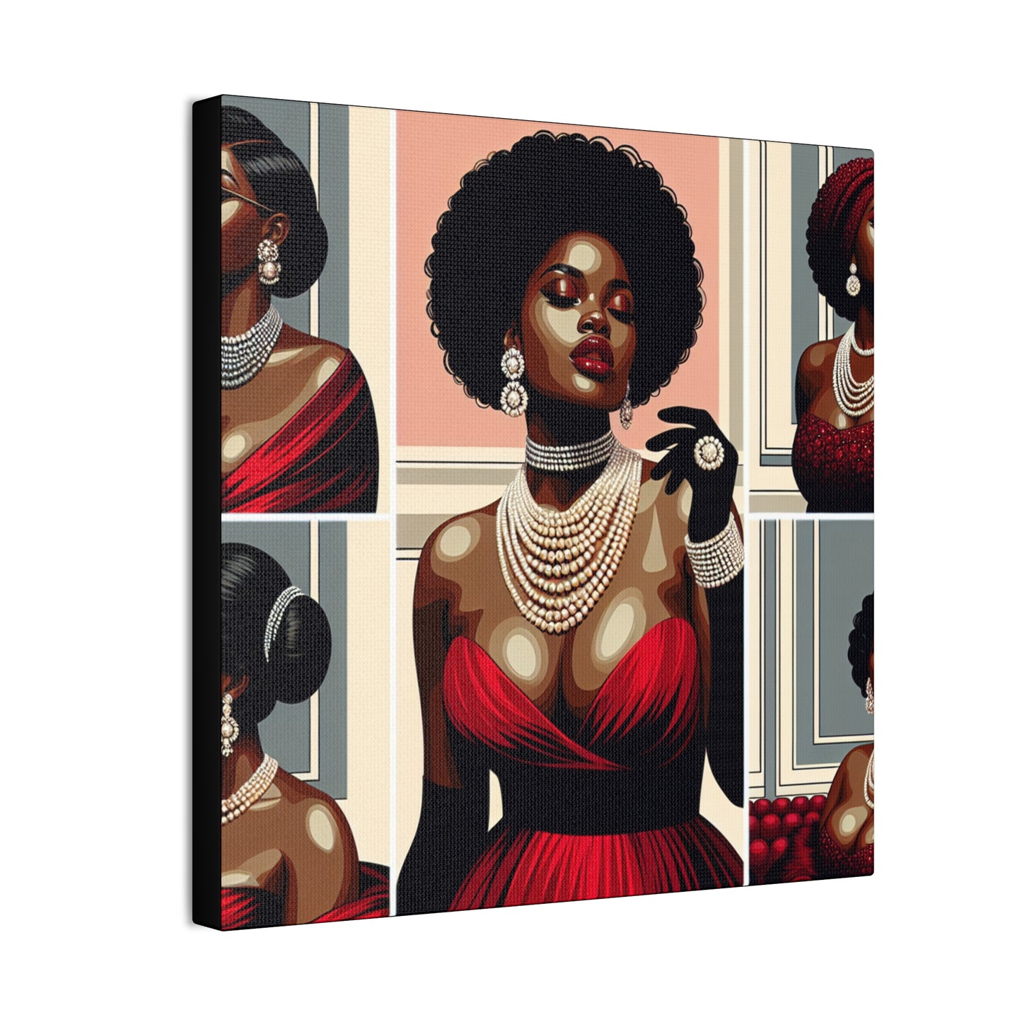 Elegant Afrocentric Canvas Art, Vibrant Wall Decor, Home Decoration, Black Girl Art, Gift for Her, Modern Artwork
