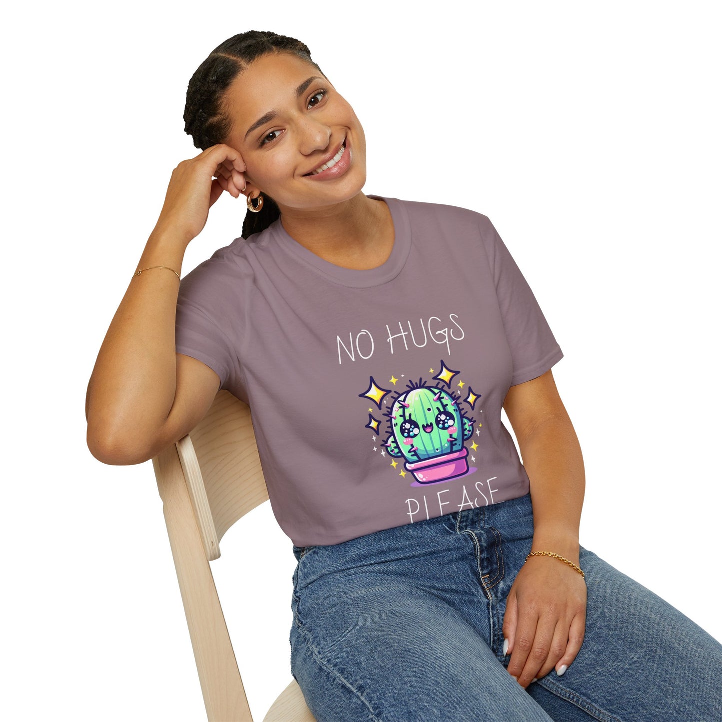 Cactus Graphic Tee - No Hugs Please, Funny Shirt, Plant Lover Gift, Quirky Apparel, Casual Wear, Humor T-Shirt