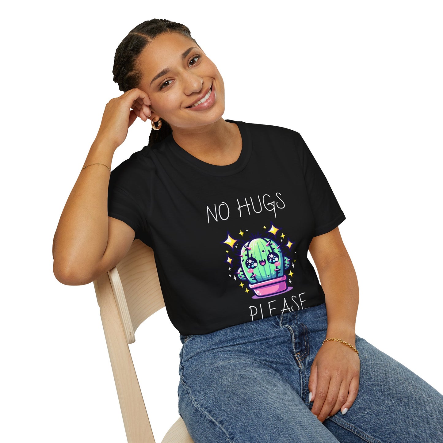 Cactus Graphic Tee - No Hugs Please, Funny Shirt, Plant Lover Gift, Quirky Apparel, Casual Wear, Humor T-Shirt