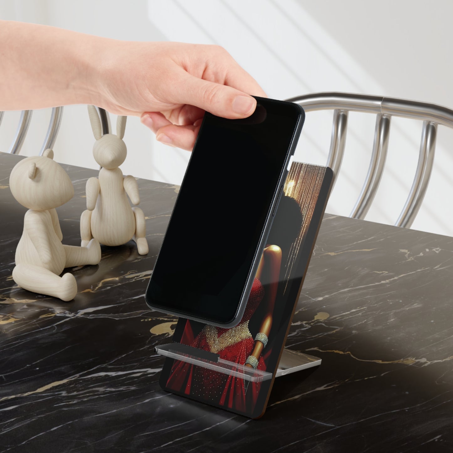 Elegant Smartphone Display Stand, Chic Phone Holder, Modern Desk Accessory, Unique Gift for Fashion Lovers, Home Office Decor
