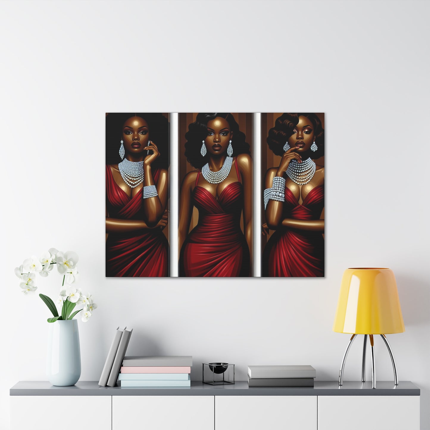 Elegant Afrocentric Canvas Art, Vibrant Wall Decor, Home Decoration, Black Girl Art, Gift for Her, Modern Artwork