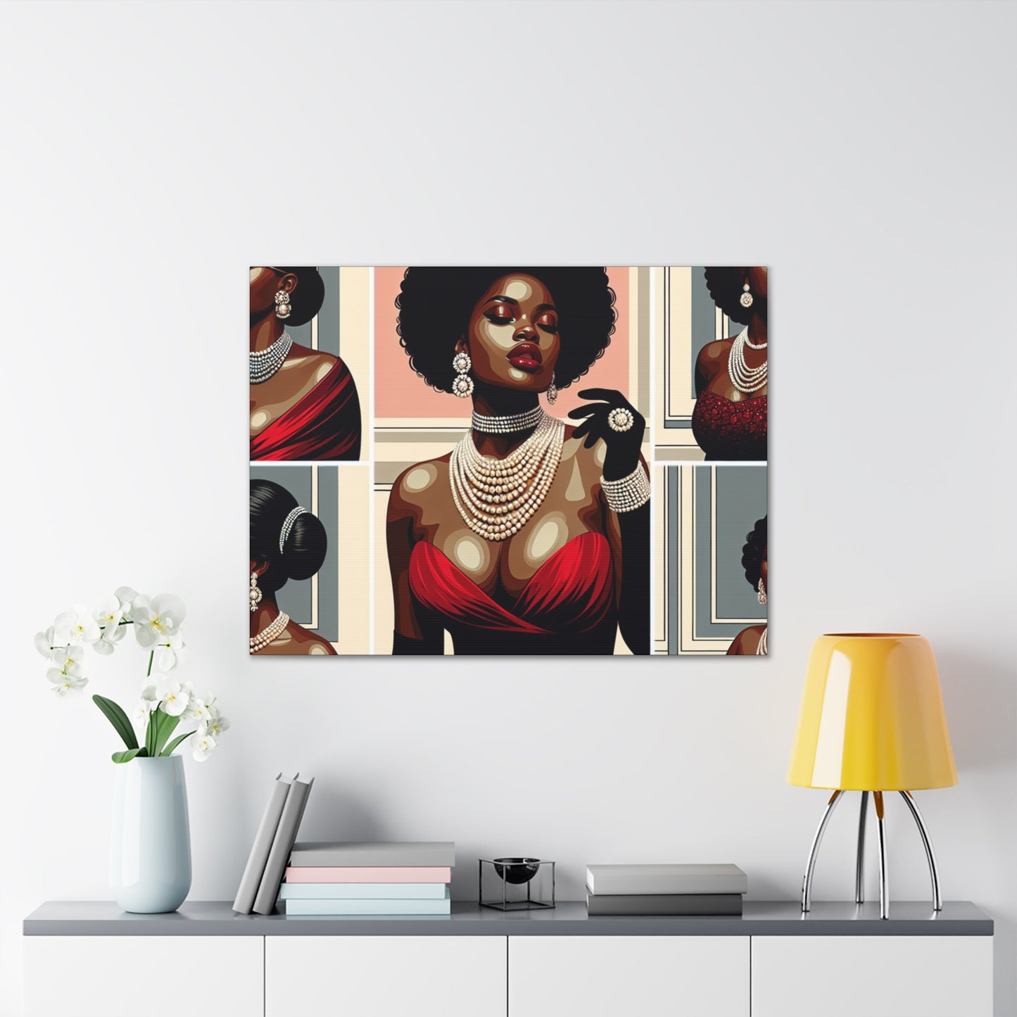 Elegant Afrocentric Canvas Art, Vibrant Wall Decor, Home Decoration, Black Girl Art, Gift for Her, Modern Artwork
