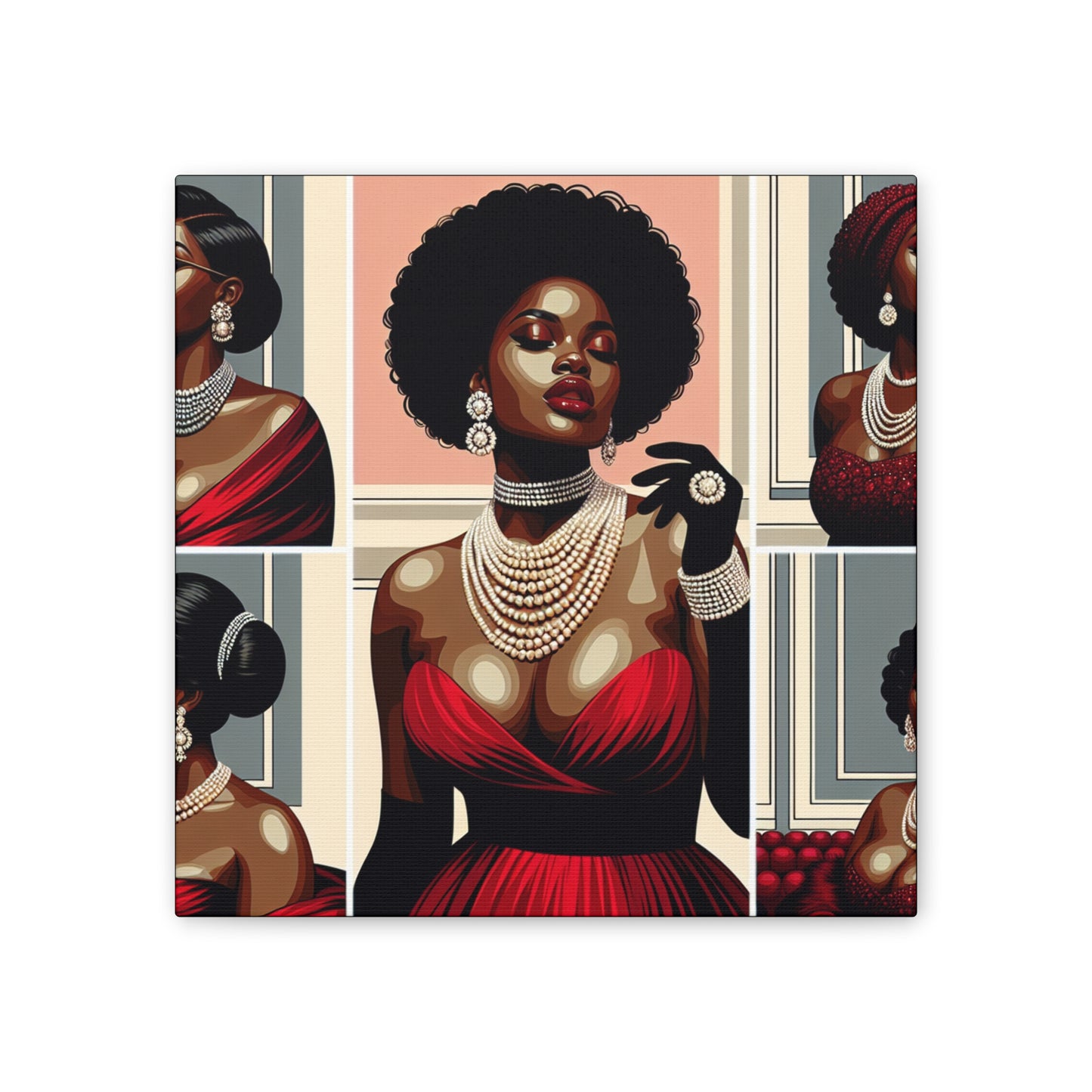 Elegant Afrocentric Canvas Art, Vibrant Wall Decor, Home Decoration, Black Girl Art, Gift for Her, Modern Artwork