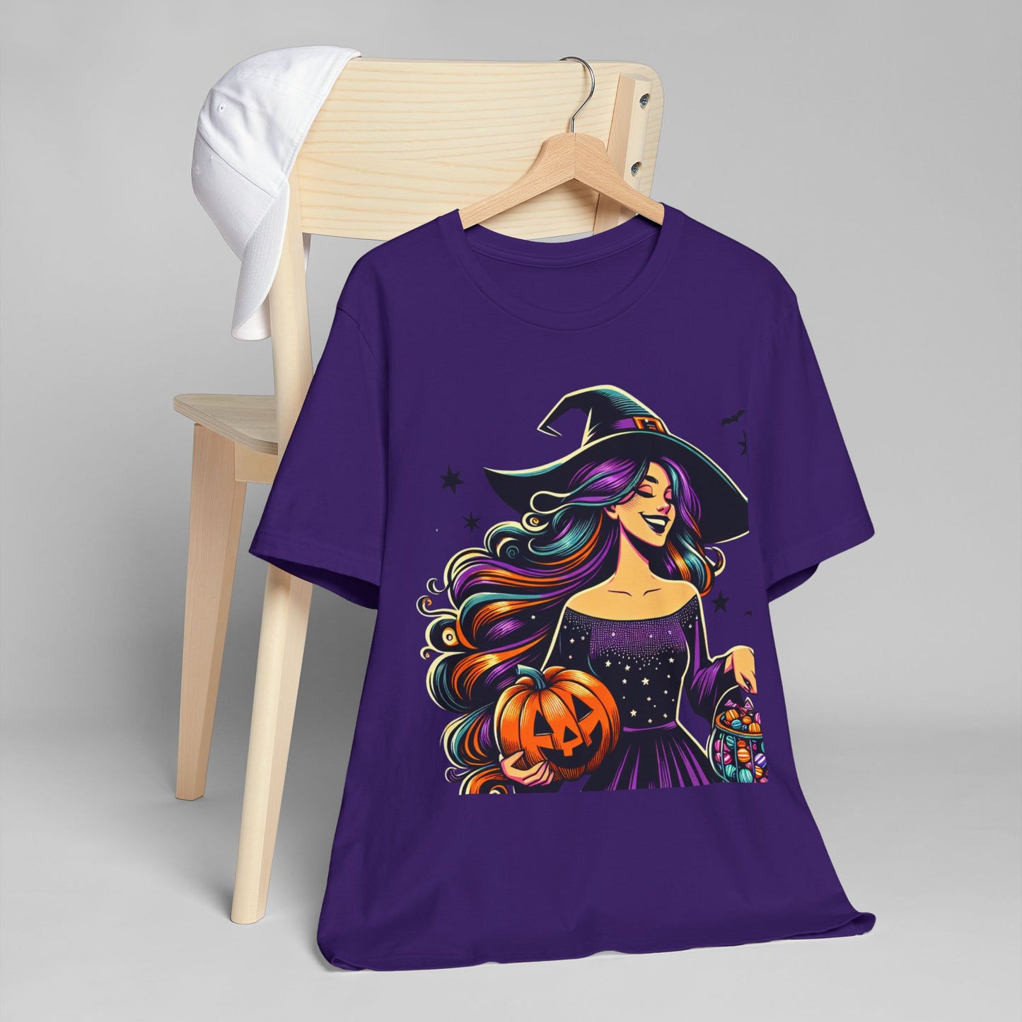 Halloween Witch Unisex T-Shirt, Spooky Graphic Tee, Fall Fashion, Halloween Costume, Witchy Apparel, Cute Pumpkin Design