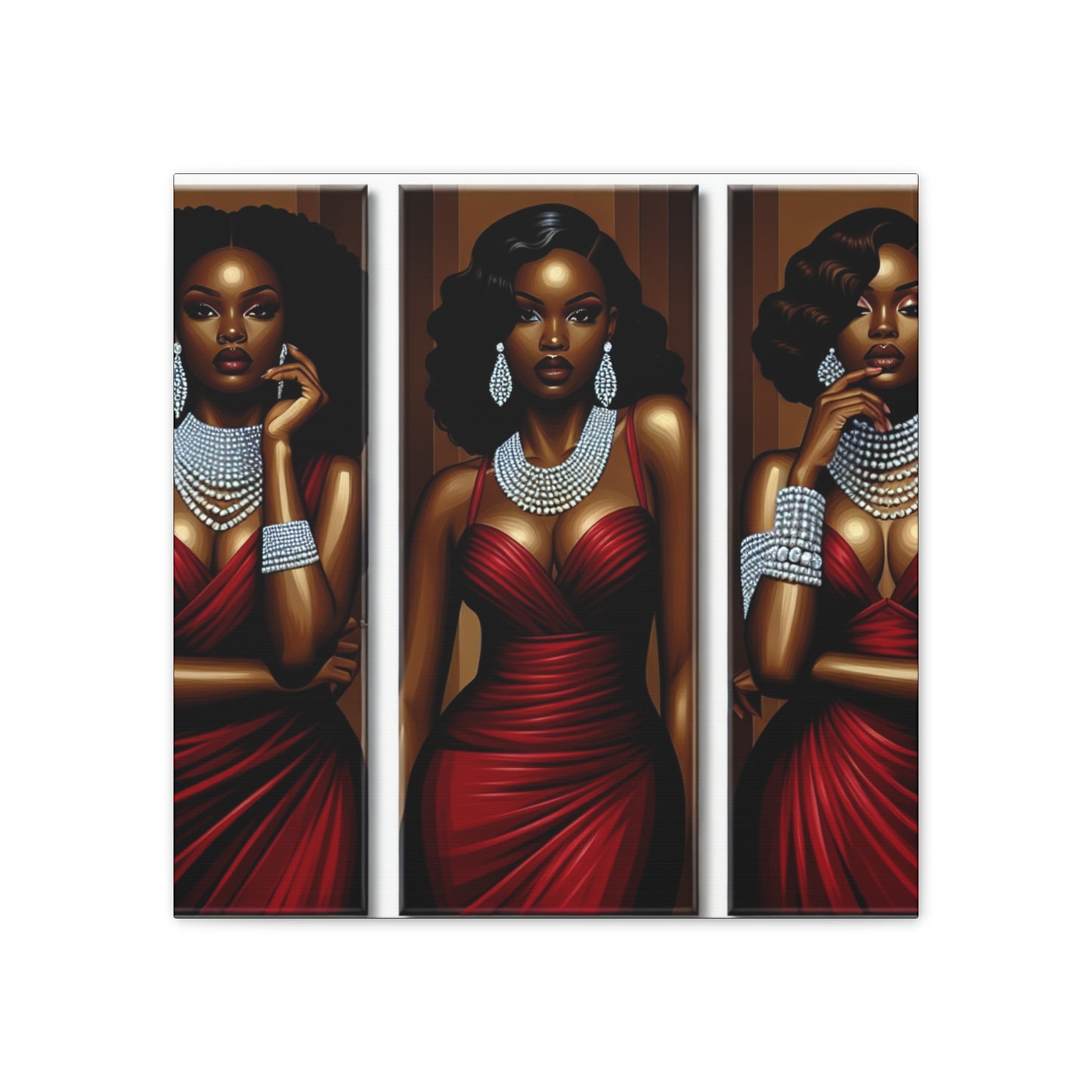 Elegant Afrocentric Canvas Art, Vibrant Wall Decor, Home Decoration, Black Girl Art, Gift for Her, Modern Artwork