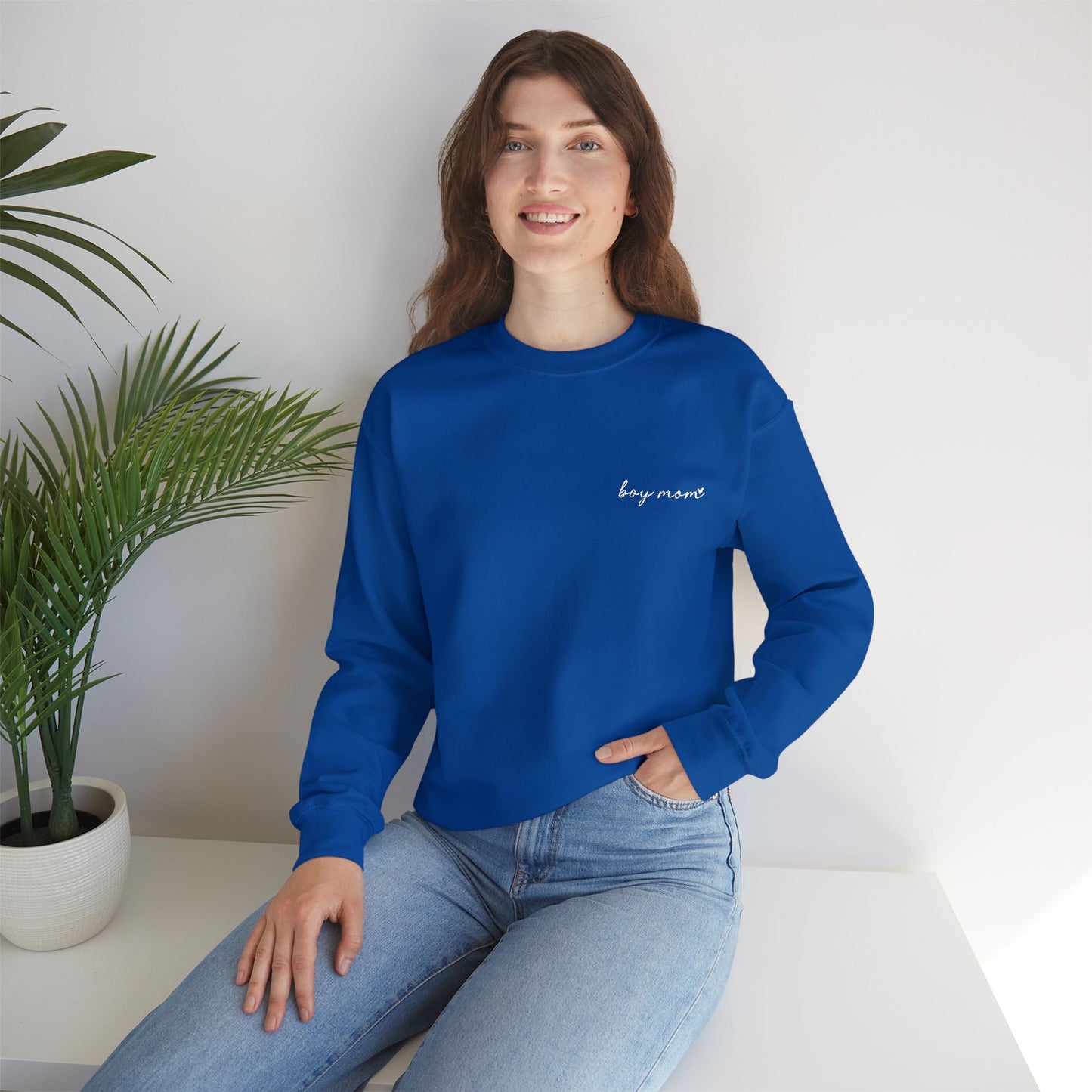 Embroidered Boy Mom Unisex Heavy Blend™ Crewneck Sweatshirt