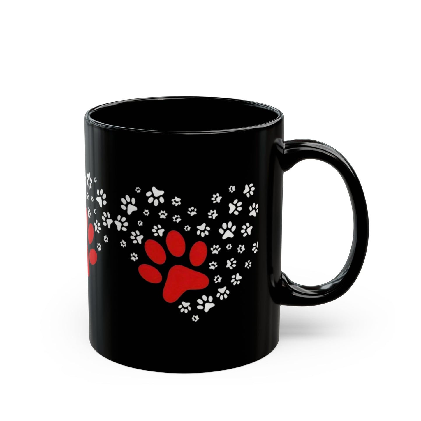 Paw Print Heart Mug, Pet Lover Gift, Dog Cat Mug, Animal Lovers Coffee Cup, Cute Heart Paw Design