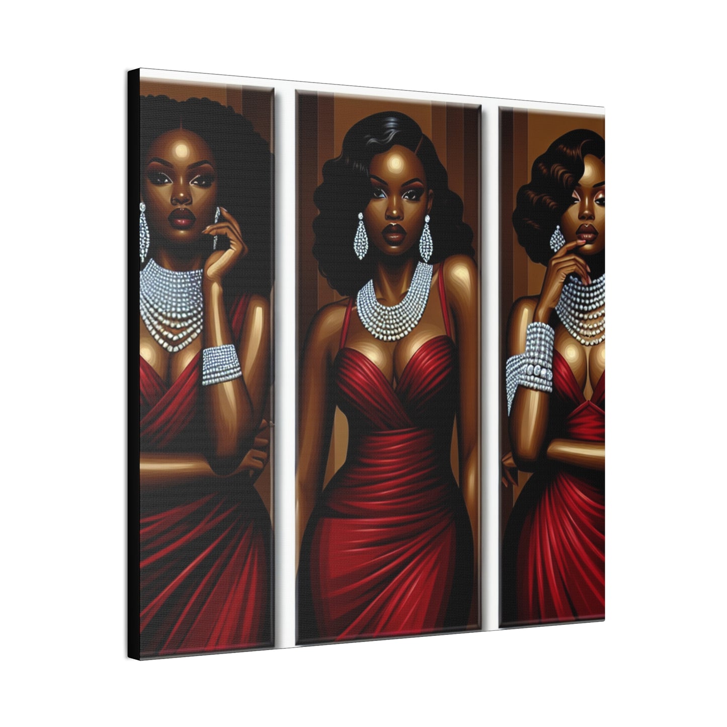 Elegant Afrocentric Canvas Art, Vibrant Wall Decor, Home Decoration, Black Girl Art, Gift for Her, Modern Artwork