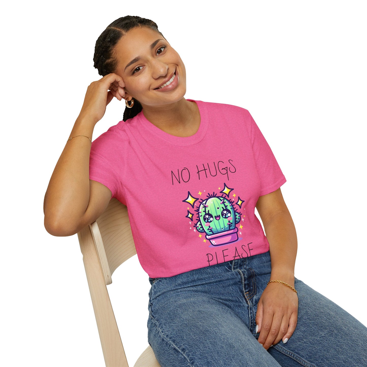 Cactus Graphic Tee - No Hugs Please, Funny Shirt, Plant Lover Gift, Quirky Apparel, Casual Wear, Humor T-Shirt