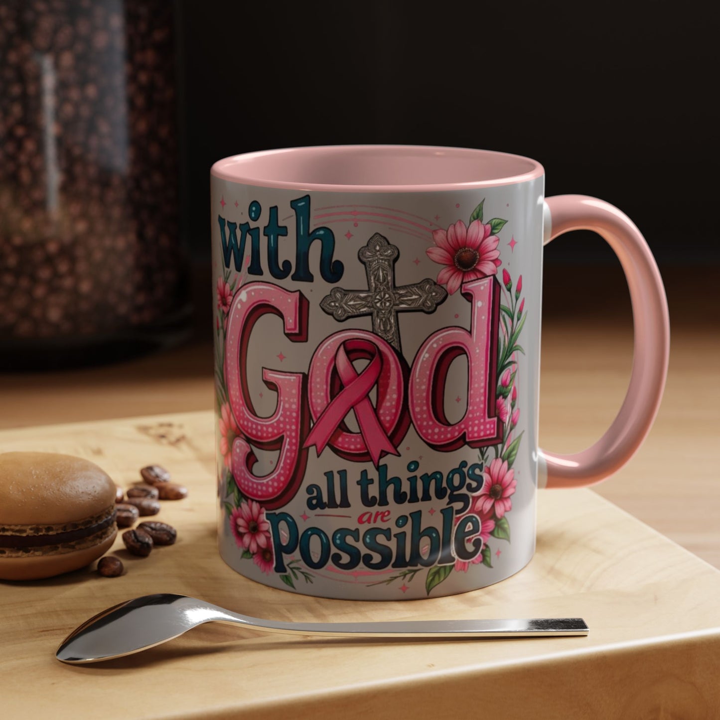 Inspirational Coffee Mug | Floral Design, God, Faith, Gift for Her, Encouragement, Home & Office Decor