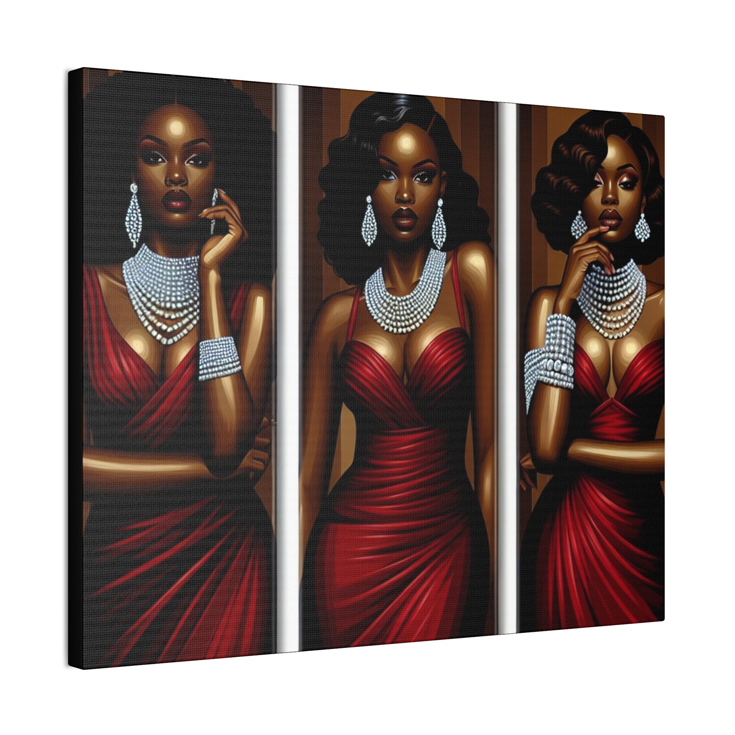 Elegant Afrocentric Canvas Art, Vibrant Wall Decor, Home Decoration, Black Girl Art, Gift for Her, Modern Artwork