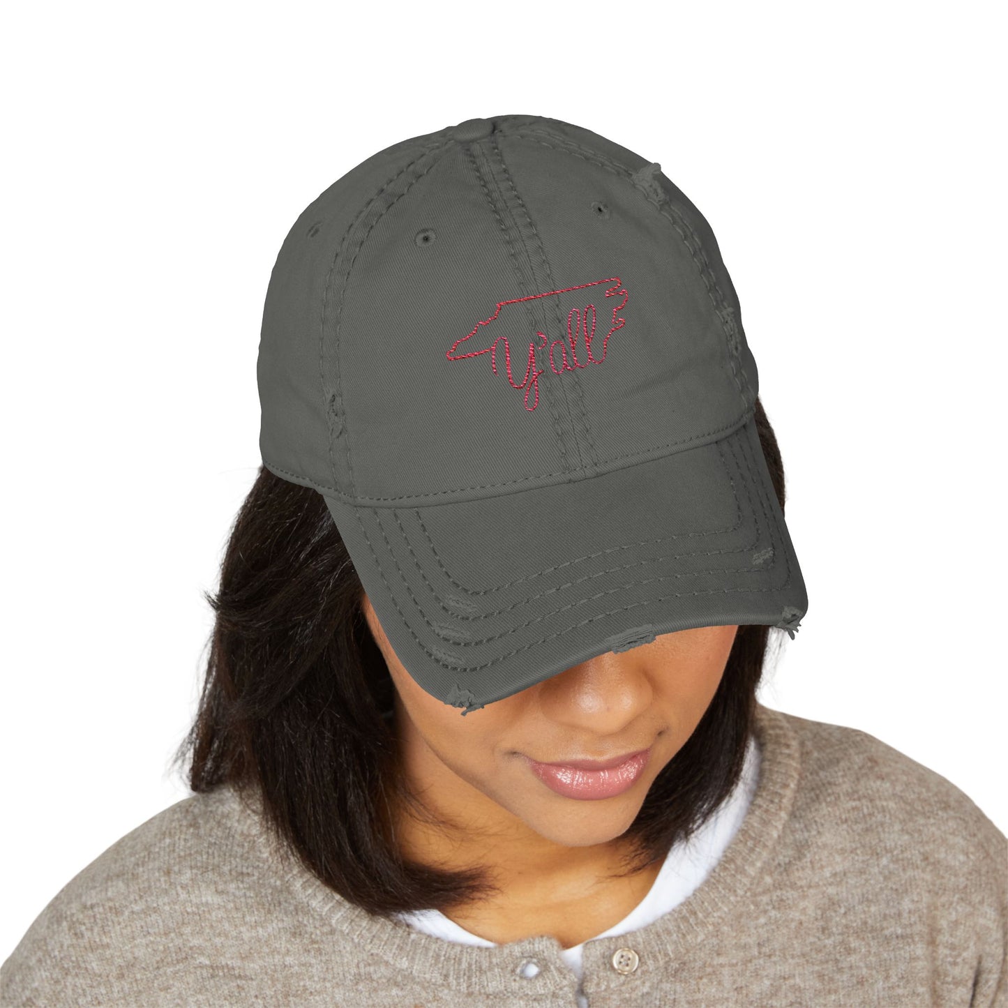 North Carolina Y'all Distressed Dad Hat (Embroidery)