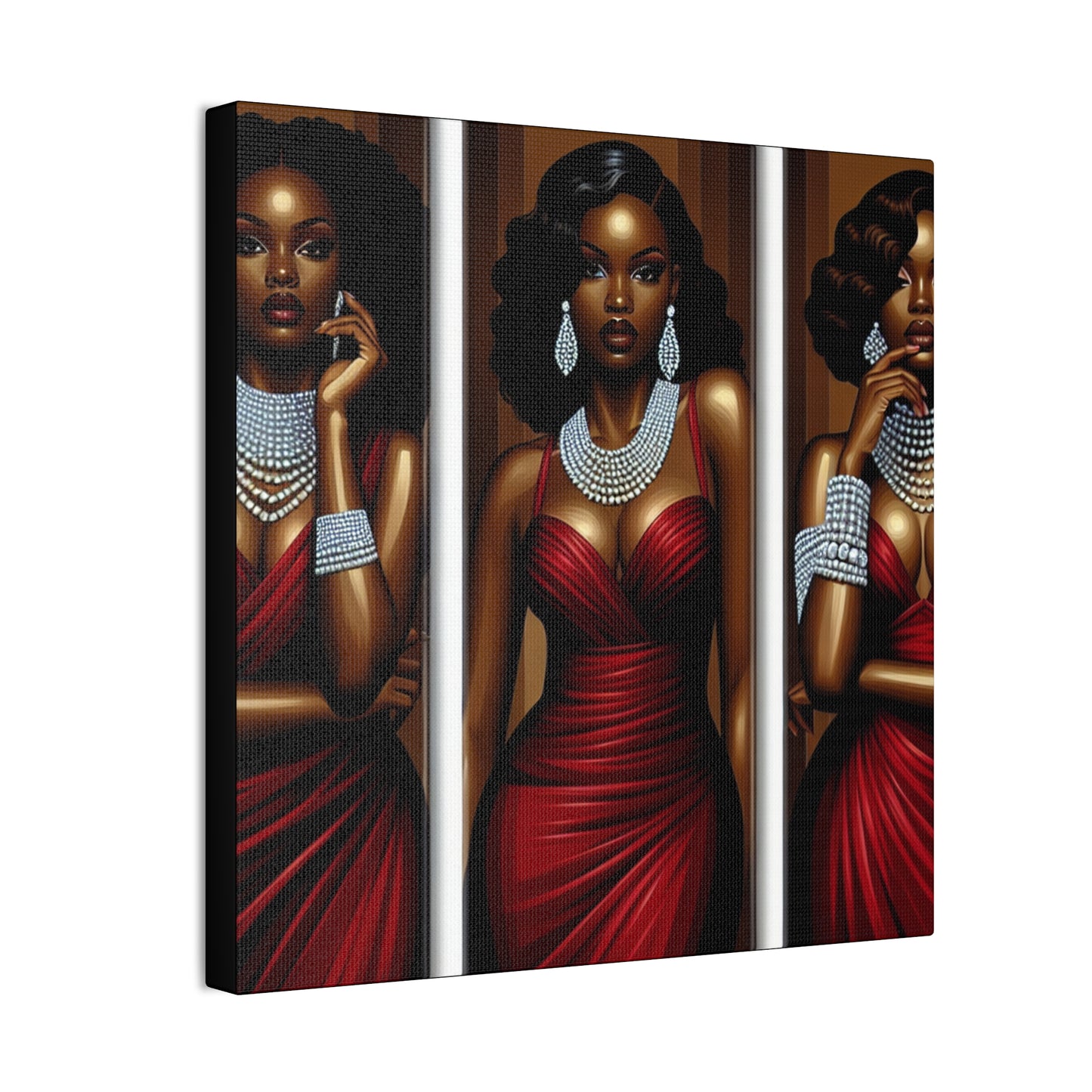 Elegant Afrocentric Canvas Art, Vibrant Wall Decor, Home Decoration, Black Girl Art, Gift for Her, Modern Artwork