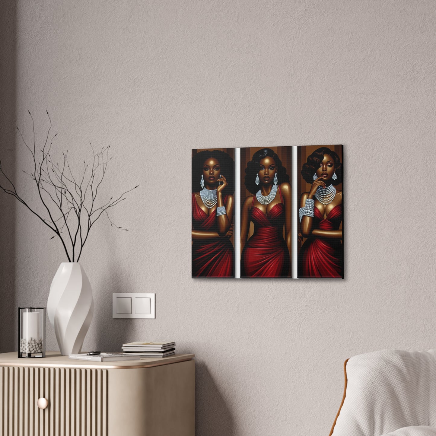 Elegant Afrocentric Canvas Art, Vibrant Wall Decor, Home Decoration, Black Girl Art, Gift for Her, Modern Artwork