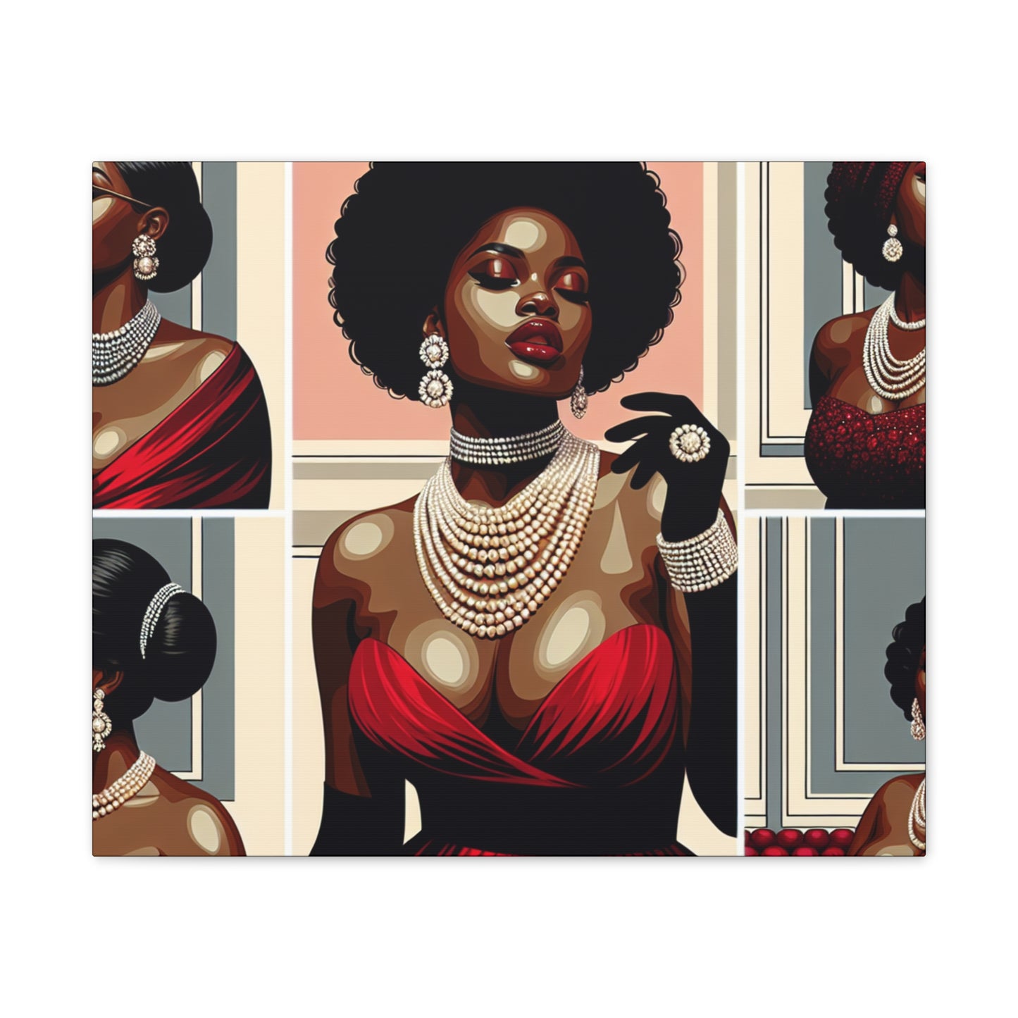 Elegant Afrocentric Canvas Art, Vibrant Wall Decor, Home Decoration, Black Girl Art, Gift for Her, Modern Artwork