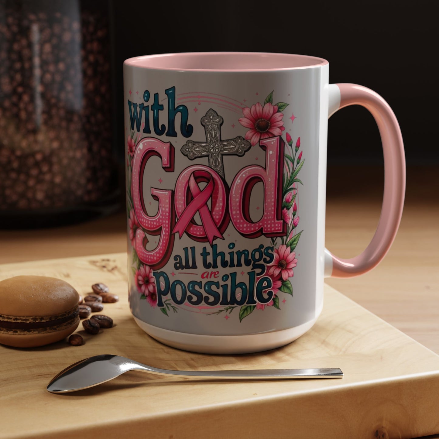 Inspirational Coffee Mug | Floral Design, God, Faith, Gift for Her, Encouragement, Home & Office Decor