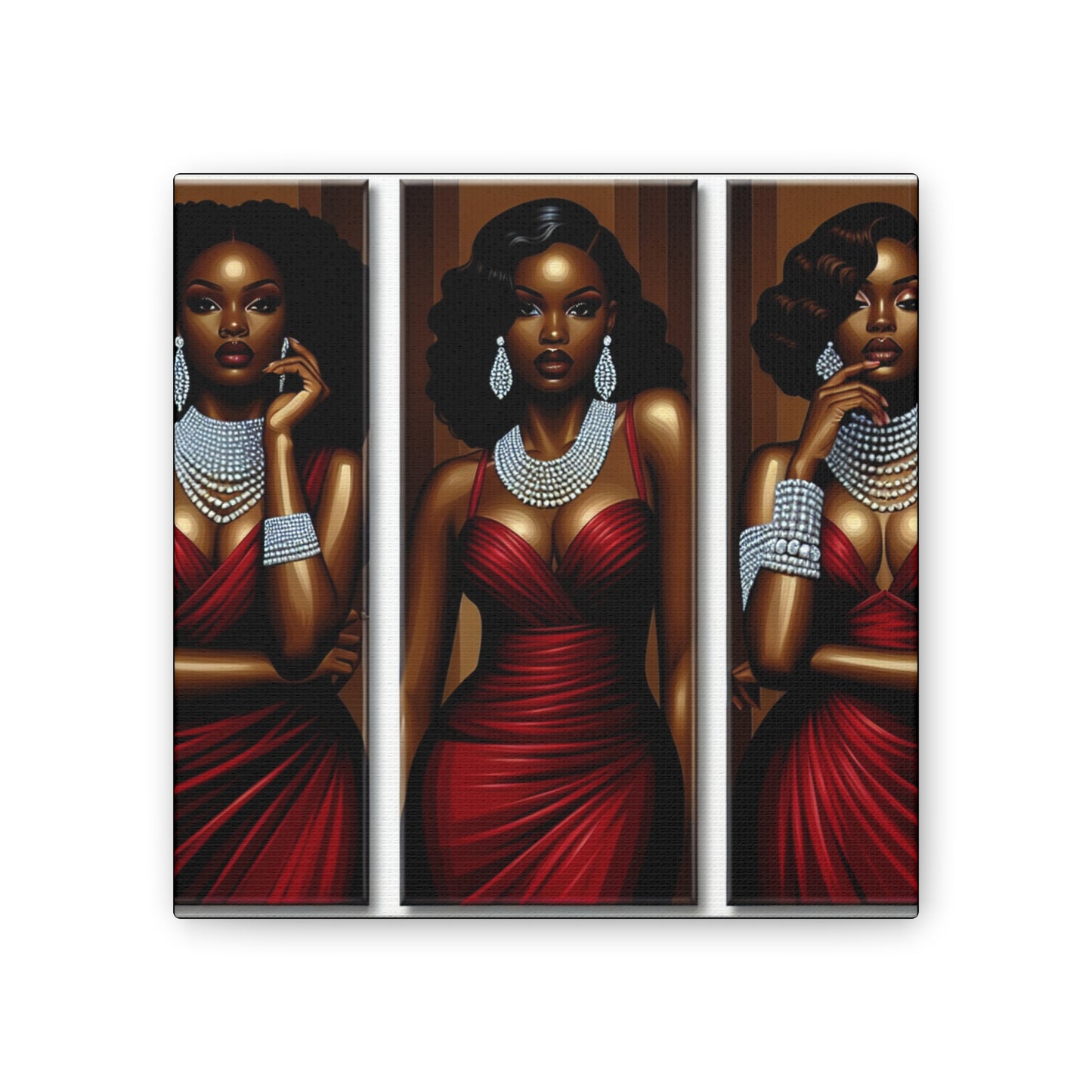 Elegant Afrocentric Canvas Art, Vibrant Wall Decor, Home Decoration, Black Girl Art, Gift for Her, Modern Artwork