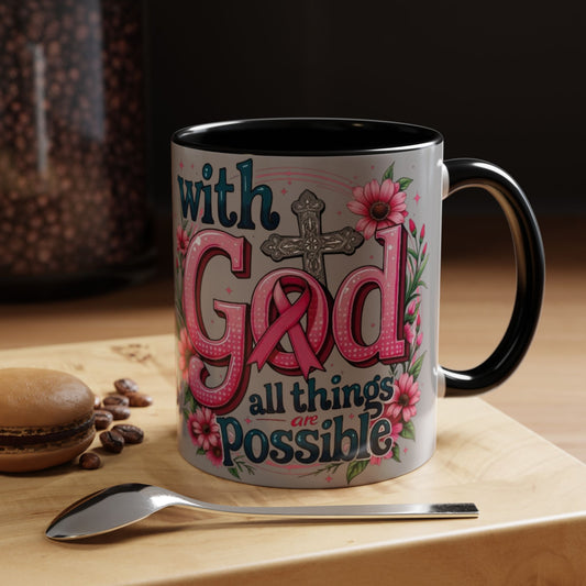 Inspirational Coffee Mug | Floral Design, God, Faith, Gift for Her, Encouragement, Home & Office Decor