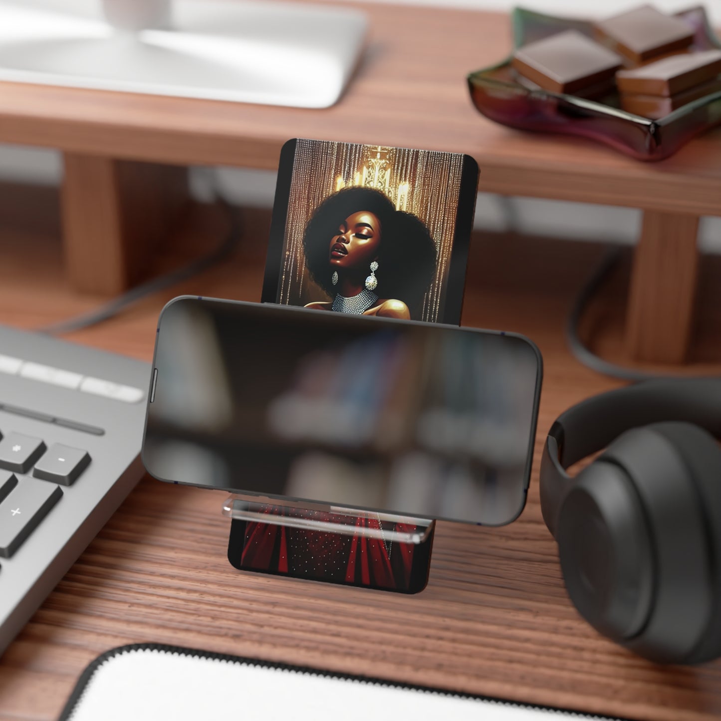 Elegant Smartphone Display Stand, Chic Phone Holder, Modern Desk Accessory, Unique Gift for Fashion Lovers, Home Office Decor