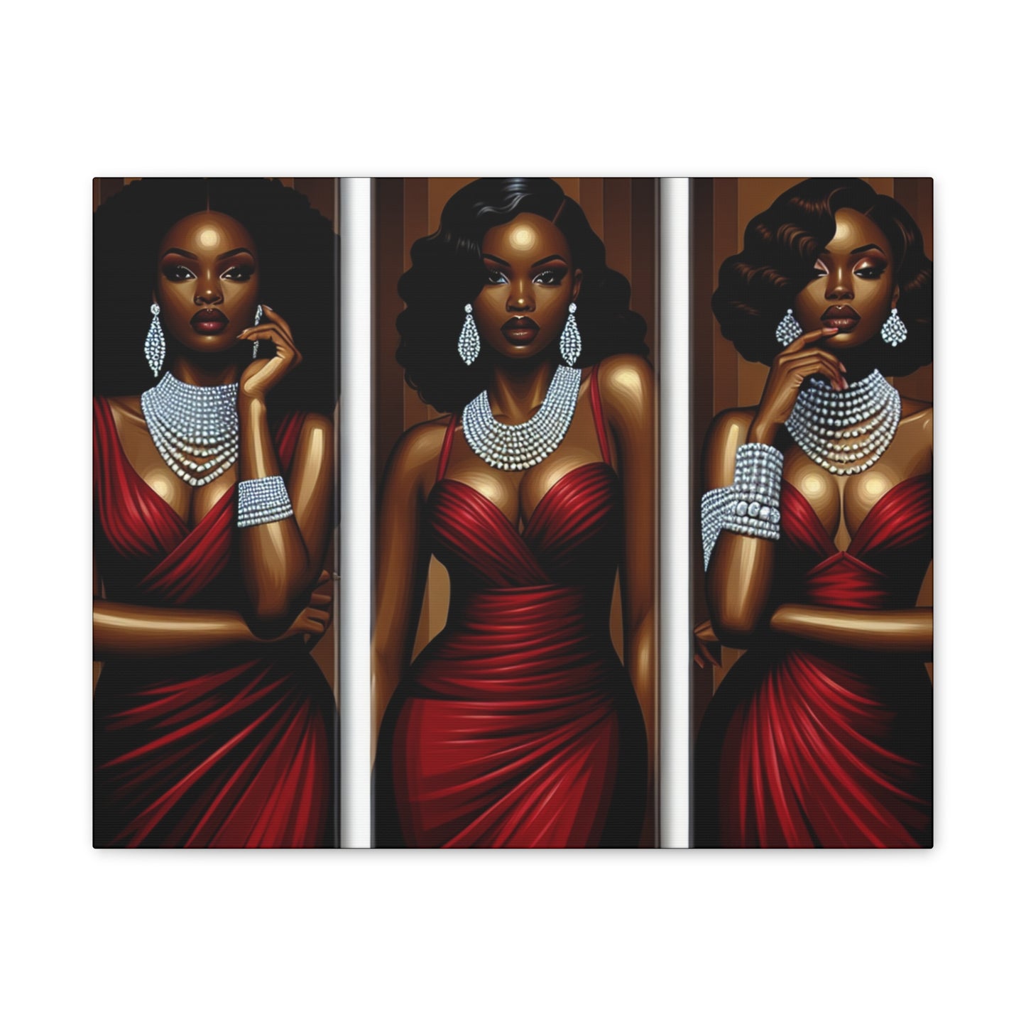 Elegant Afrocentric Canvas Art, Vibrant Wall Decor, Home Decoration, Black Girl Art, Gift for Her, Modern Artwork
