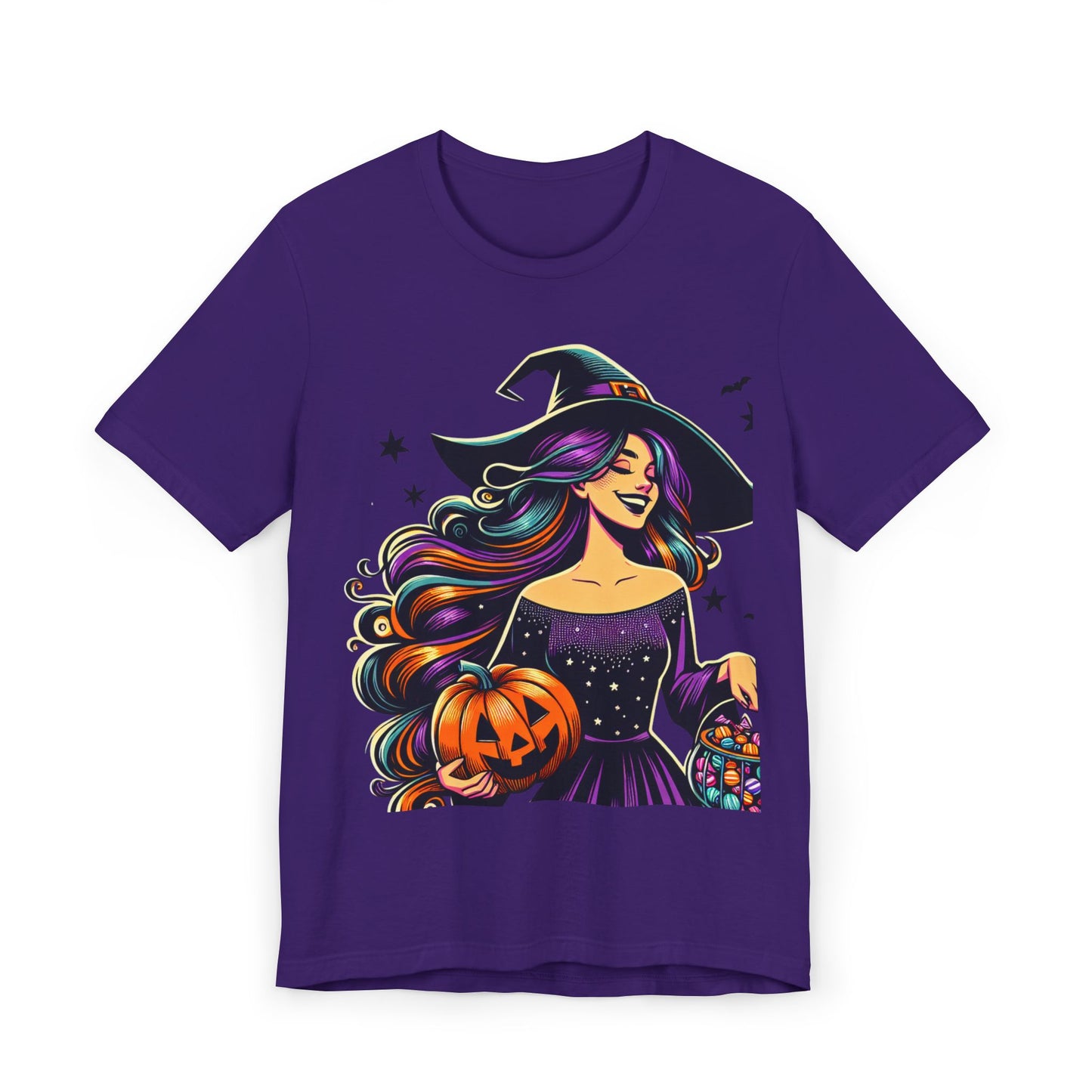 Halloween Witch Unisex T-Shirt, Spooky Graphic Tee, Fall Fashion, Halloween Costume, Witchy Apparel, Cute Pumpkin Design