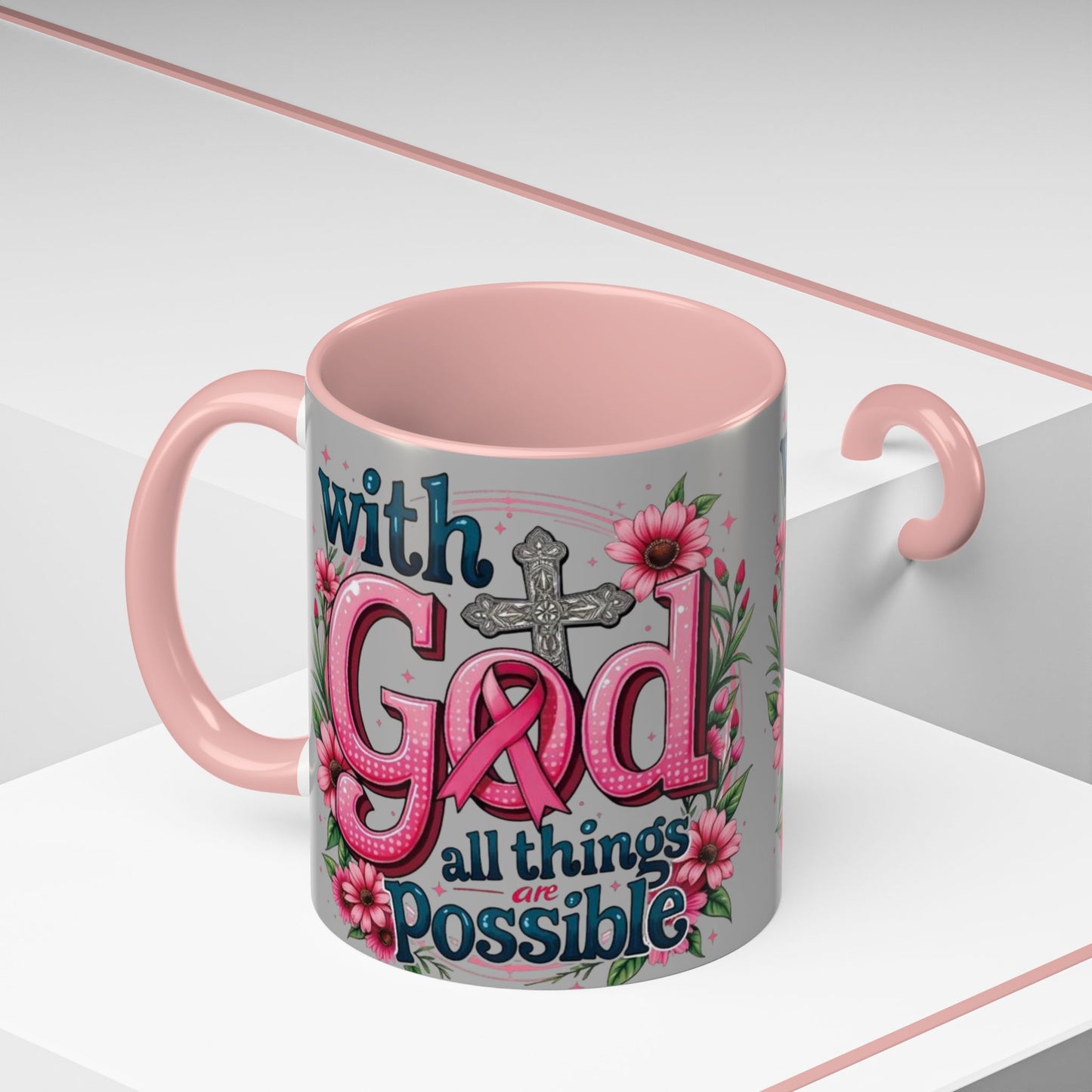 Inspirational Coffee Mug | Floral Design, God, Faith, Gift for Her, Encouragement, Home & Office Decor