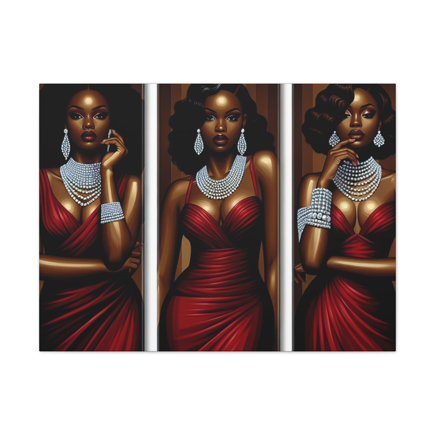Elegant Afrocentric Canvas Art, Vibrant Wall Decor, Home Decoration, Black Girl Art, Gift for Her, Modern Artwork