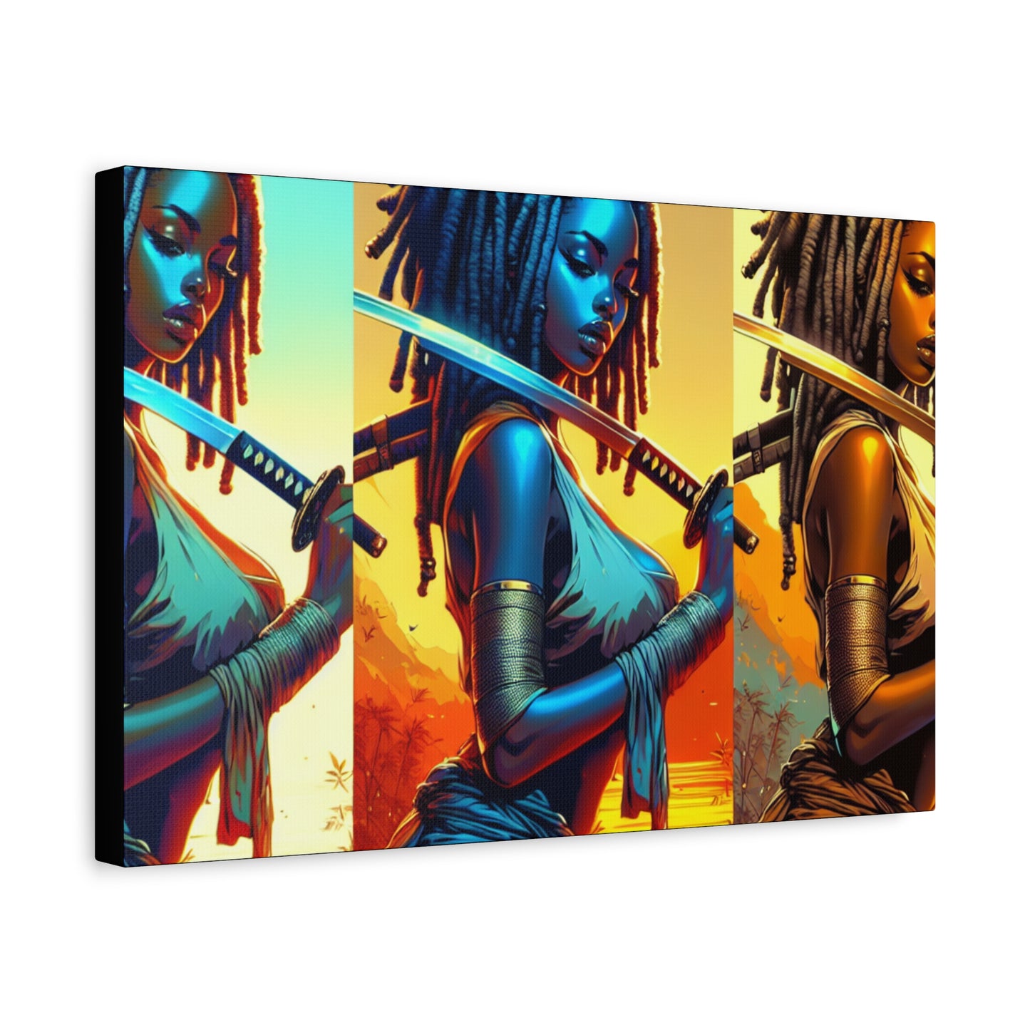 Vibrant Art Canvas Print, Warrior Woman Wall Decor, Home Decoration, Unique Gift, Bohemian Style, Bold Artwork anime