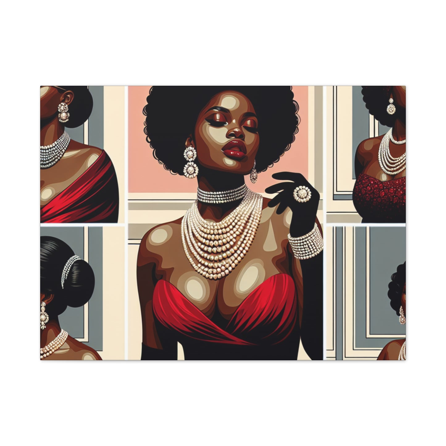 Elegant Afrocentric Canvas Art, Vibrant Wall Decor, Home Decoration, Black Girl Art, Gift for Her, Modern Artwork