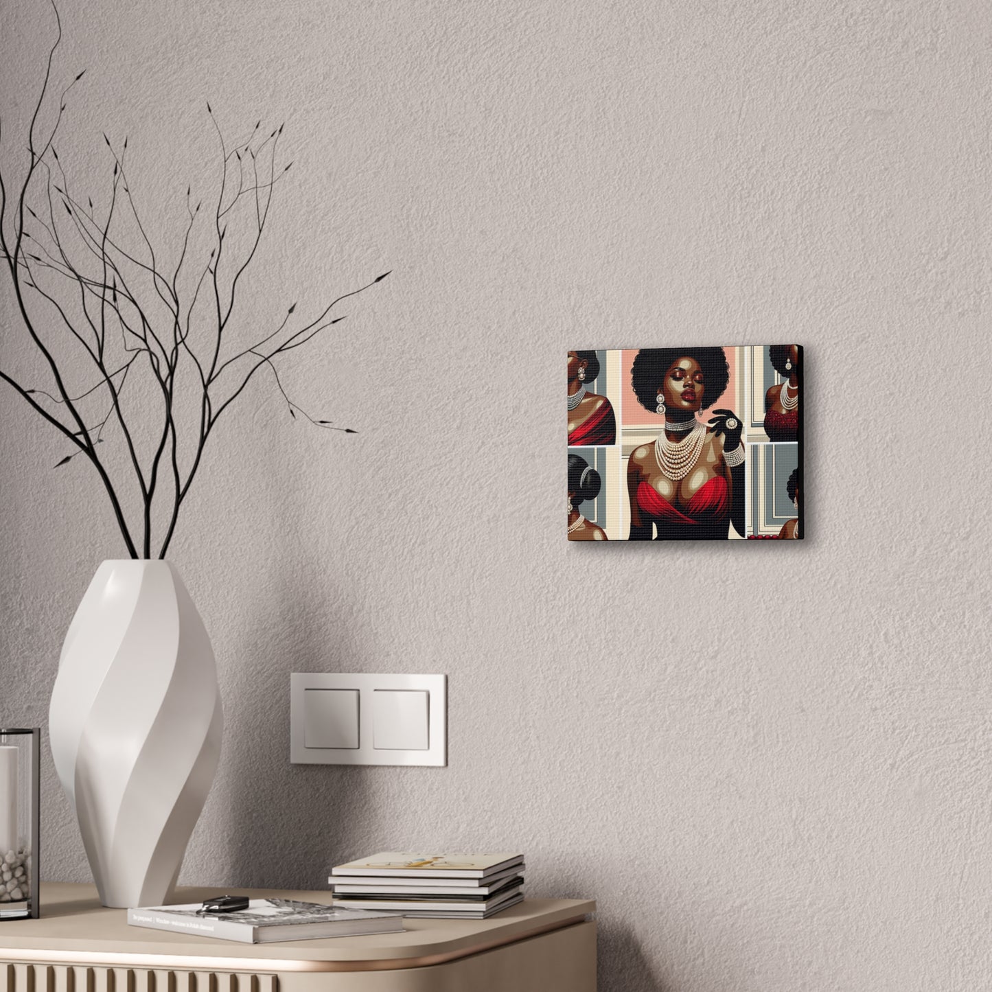 Elegant Afrocentric Canvas Art, Vibrant Wall Decor, Home Decoration, Black Girl Art, Gift for Her, Modern Artwork