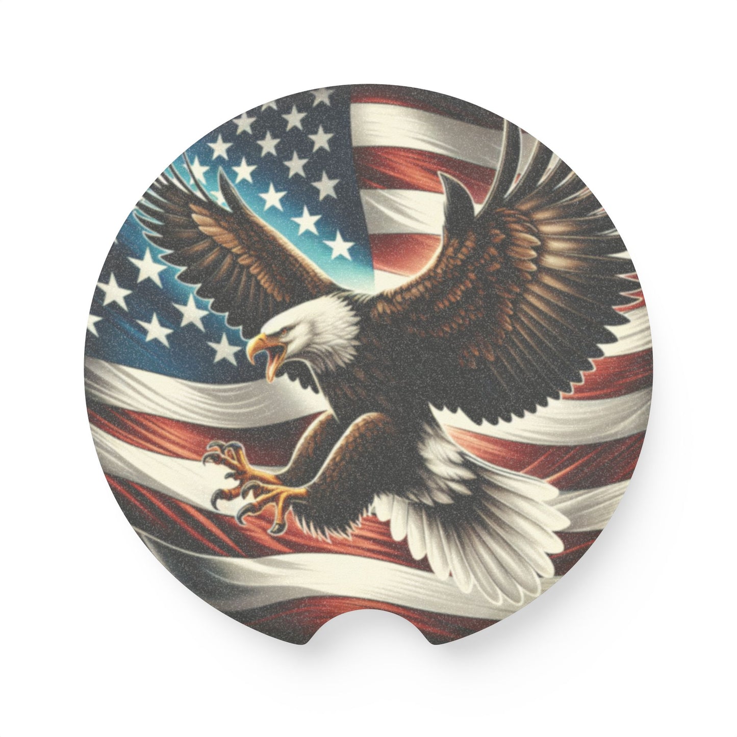 Patriotic Democracy Soapstone Car Coaster - Eagle Design, Fourth of July Decor
