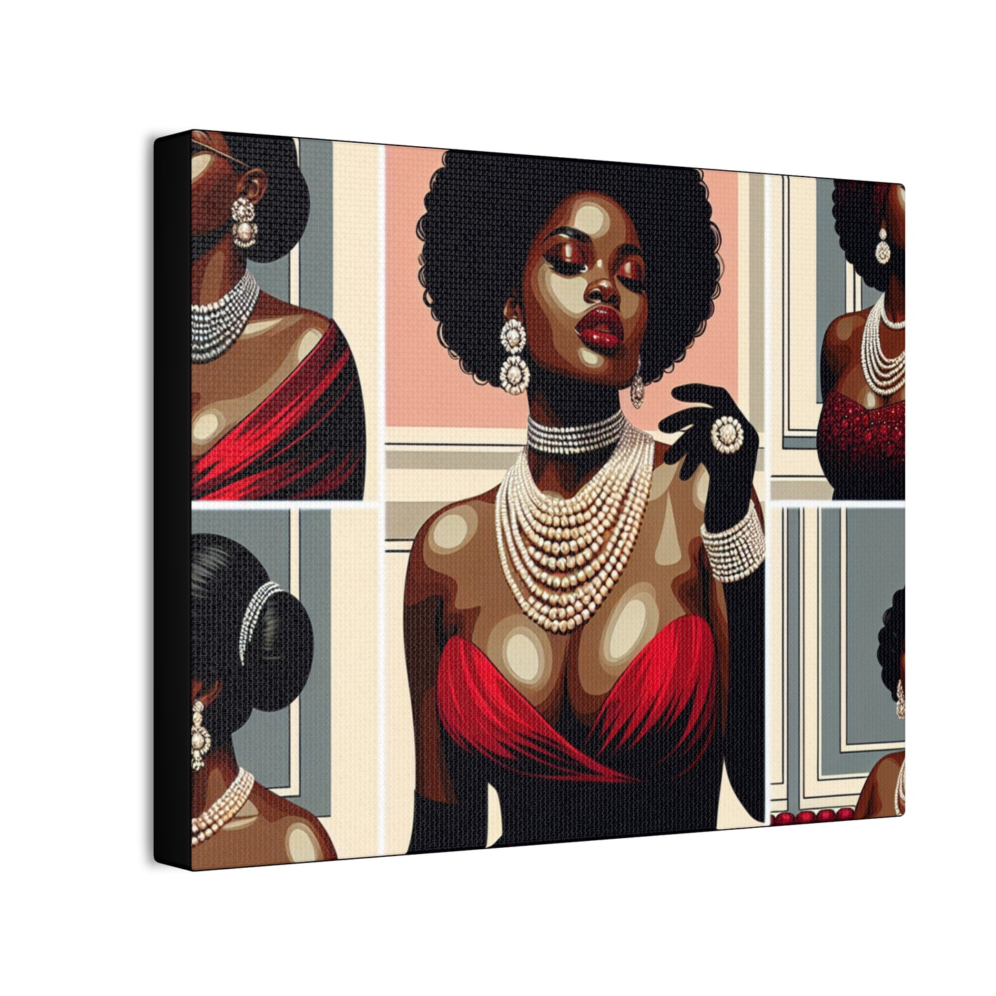 Elegant Afrocentric Canvas Art, Vibrant Wall Decor, Home Decoration, Black Girl Art, Gift for Her, Modern Artwork