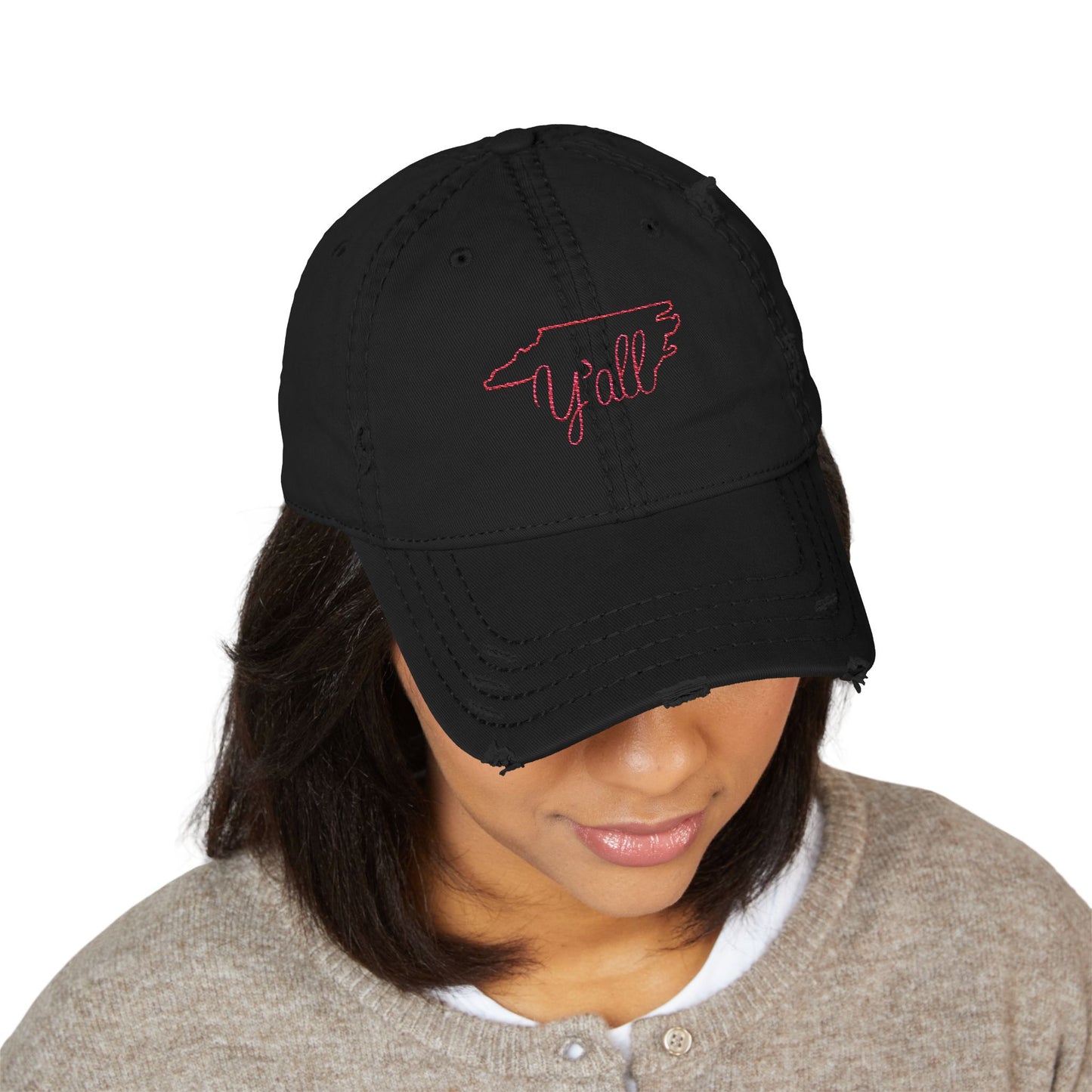 North Carolina Y'all Distressed Dad Hat (Embroidery)