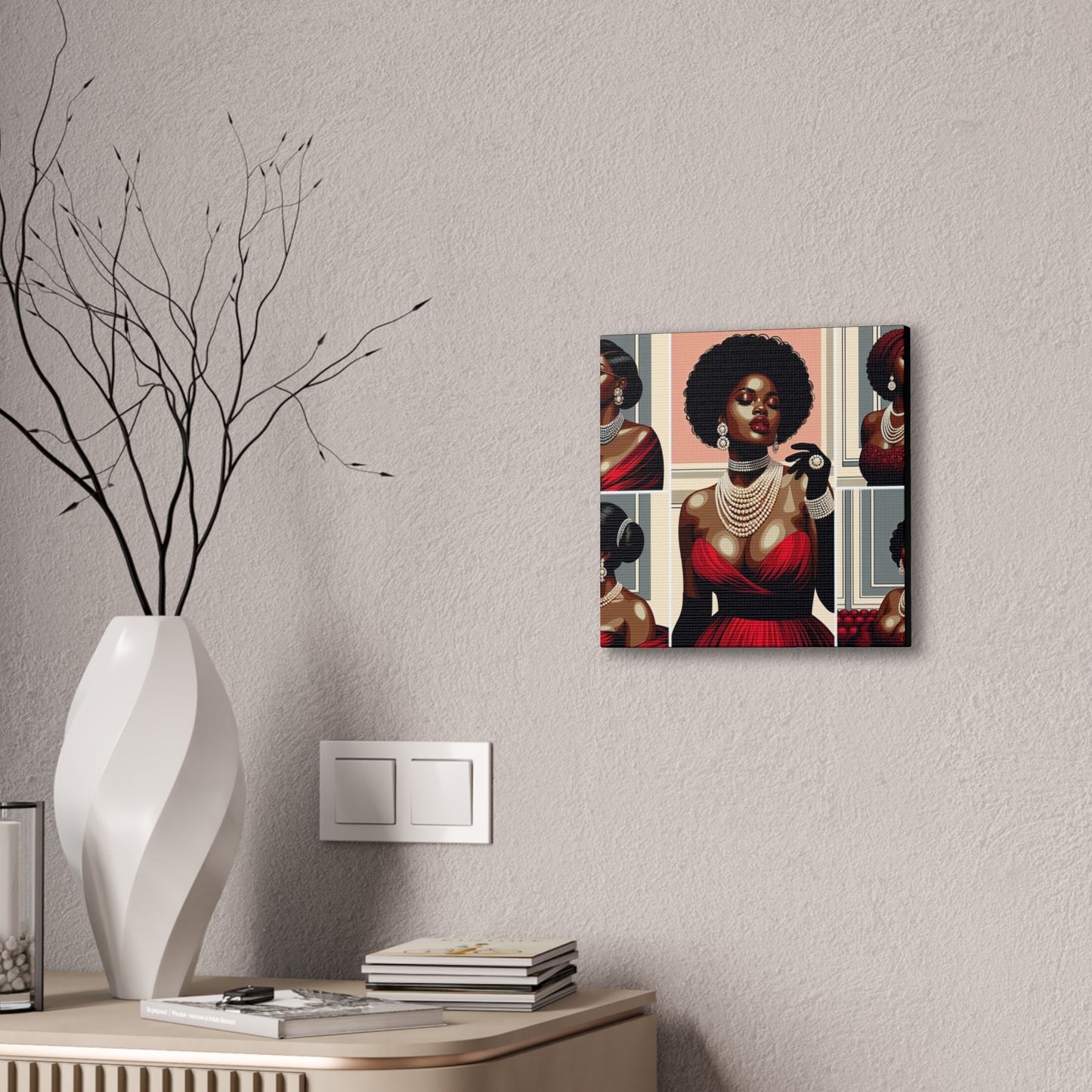 Elegant Afrocentric Canvas Art, Vibrant Wall Decor, Home Decoration, Black Girl Art, Gift for Her, Modern Artwork